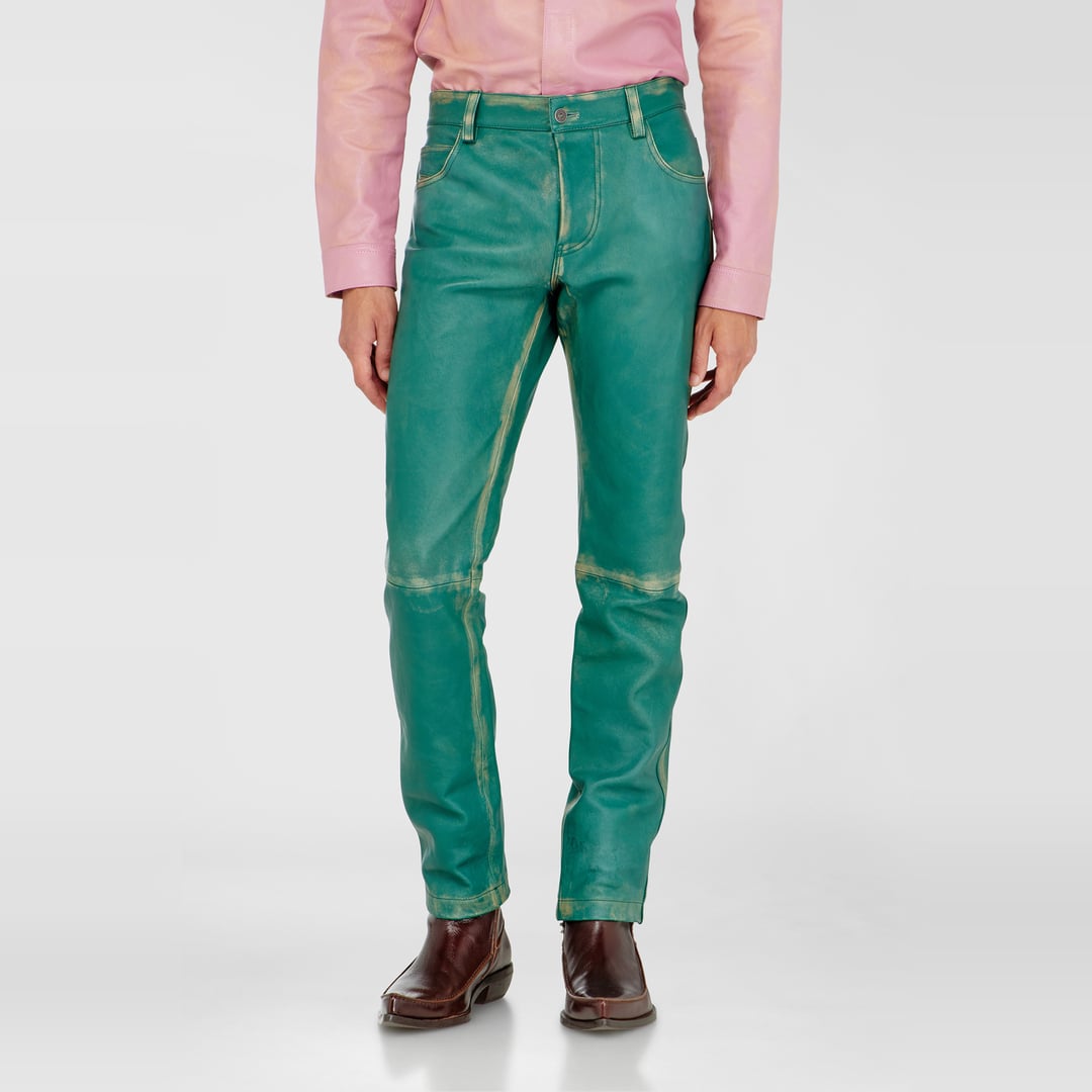 Diesel - Pants in treated leather - Pants - Man - Green