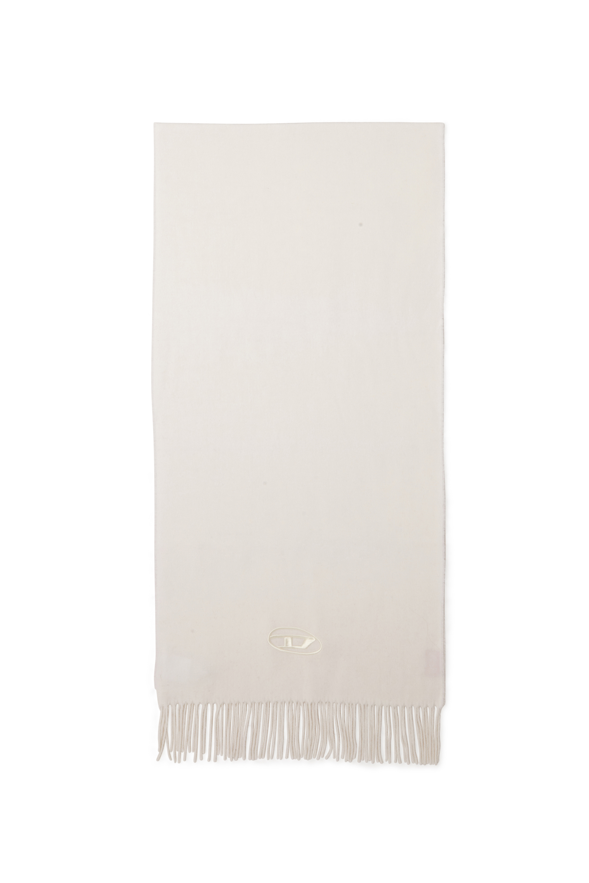 Diesel Men's White - Wool-Blend Scarf With Fringed Edges - Scarf - Man Uni