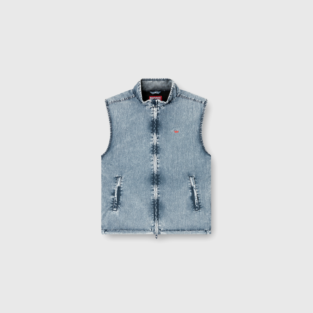 Diesel - Vest in recycled nylon taslan - Jackets - Man - Blue