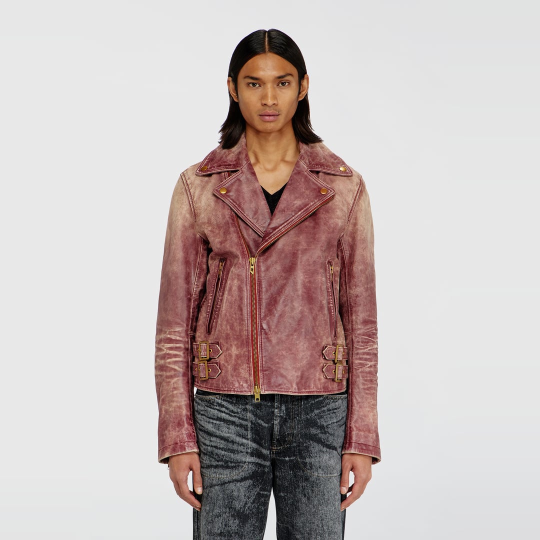Diesel - Biker jacket in treated leather - Leather jackets - Man - Brown