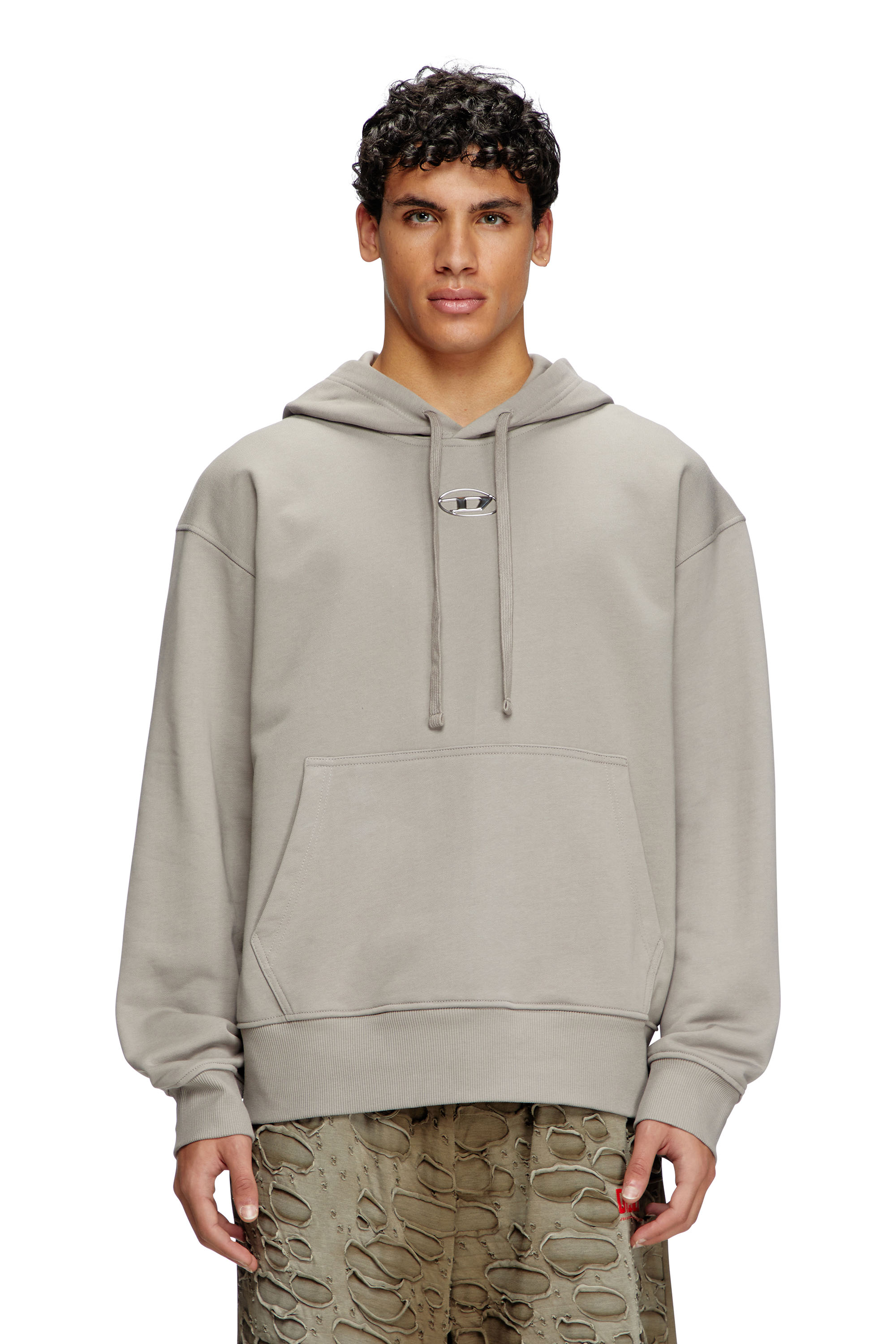 Diesel - Hoodie with metallic logo - Sweaters - Man - Grey