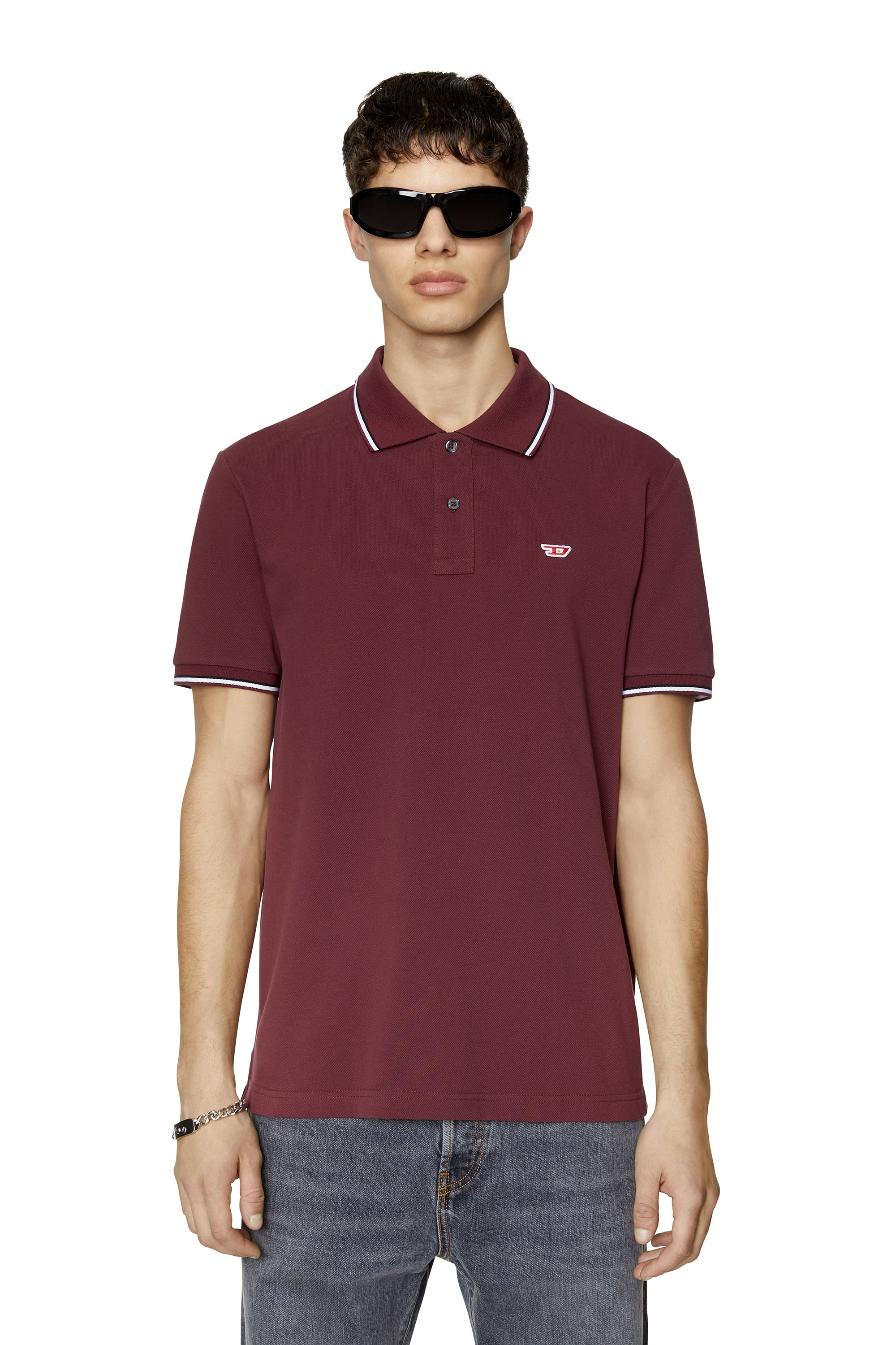 Diesel Polo Shirt With D Logo In Violet