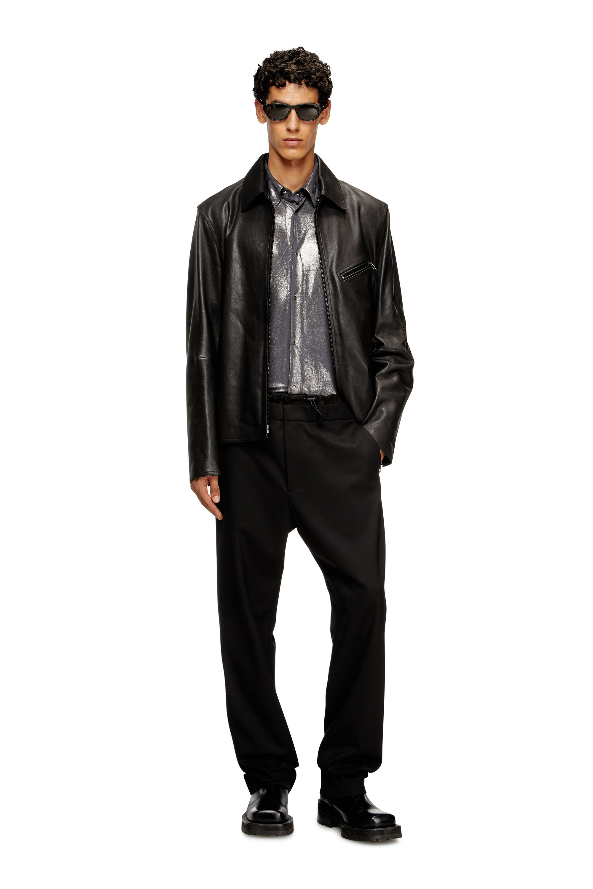 Diesel - P-OWERS, Man's Wool blend pants with elastic waistband in Black - 2