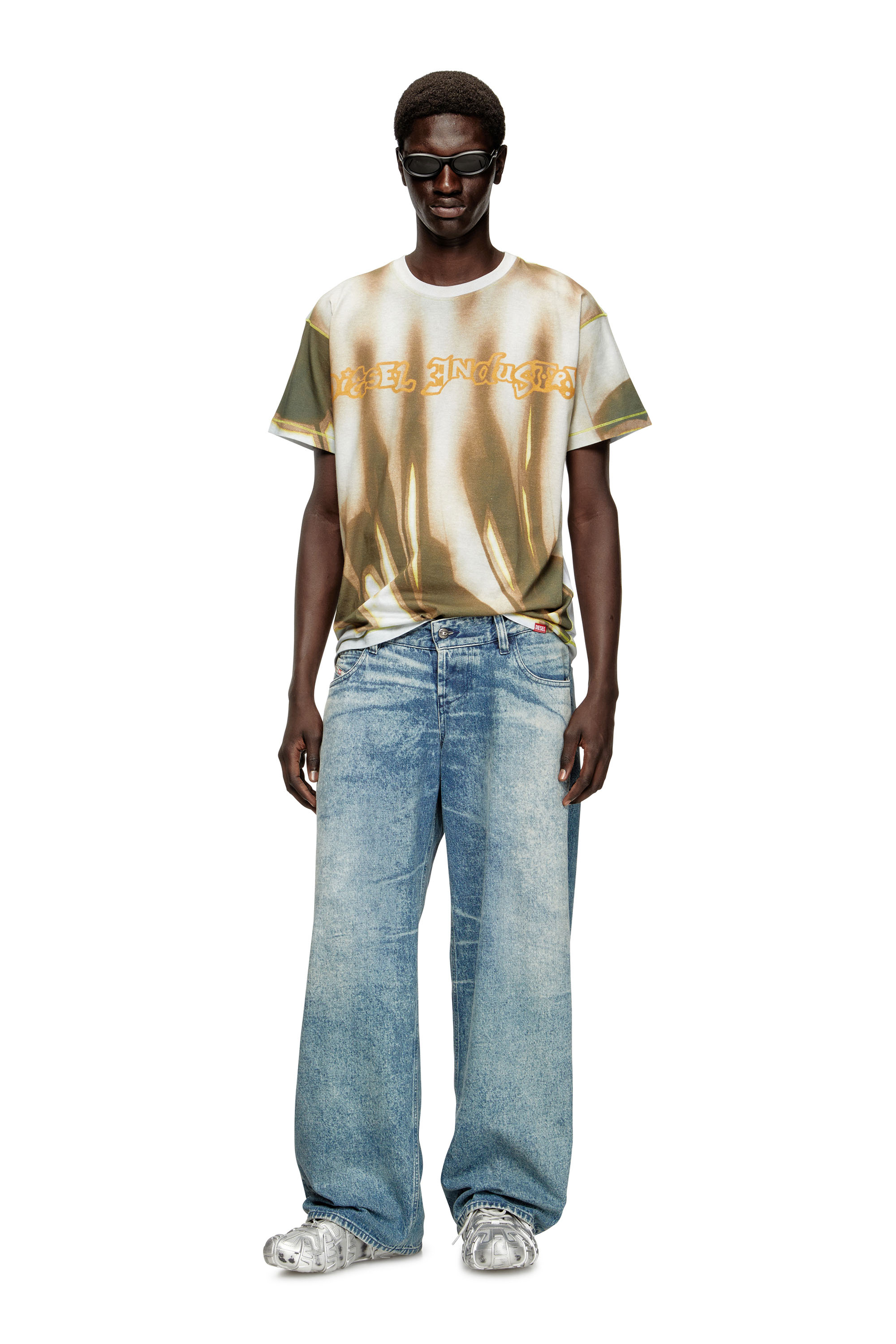 Diesel - T-NORM-SHOW, Man's T-shirt with graffiti print in Green/Grey - 2