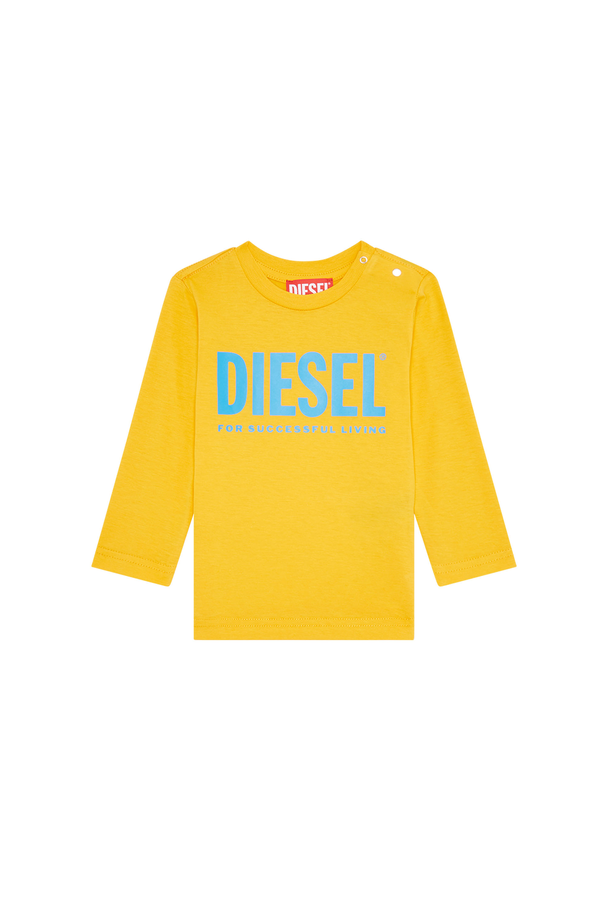 Diesel - Maglia a maniche lunghe con logo stampato - T-shirts e Tops - Unisex - Giallo