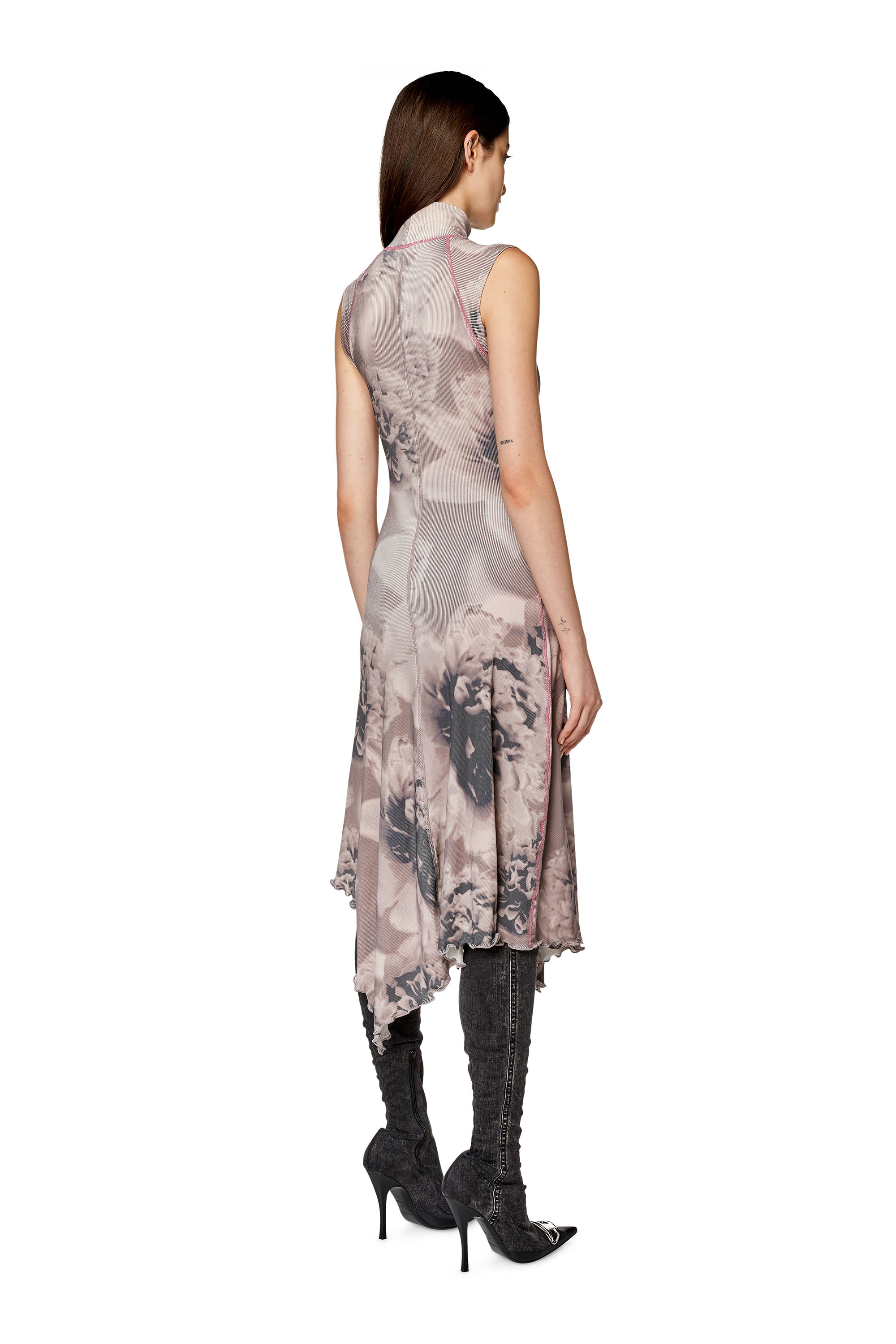 Diesel - Asymmetric midi dress with floral print - Dresses - Woman - Multicolor