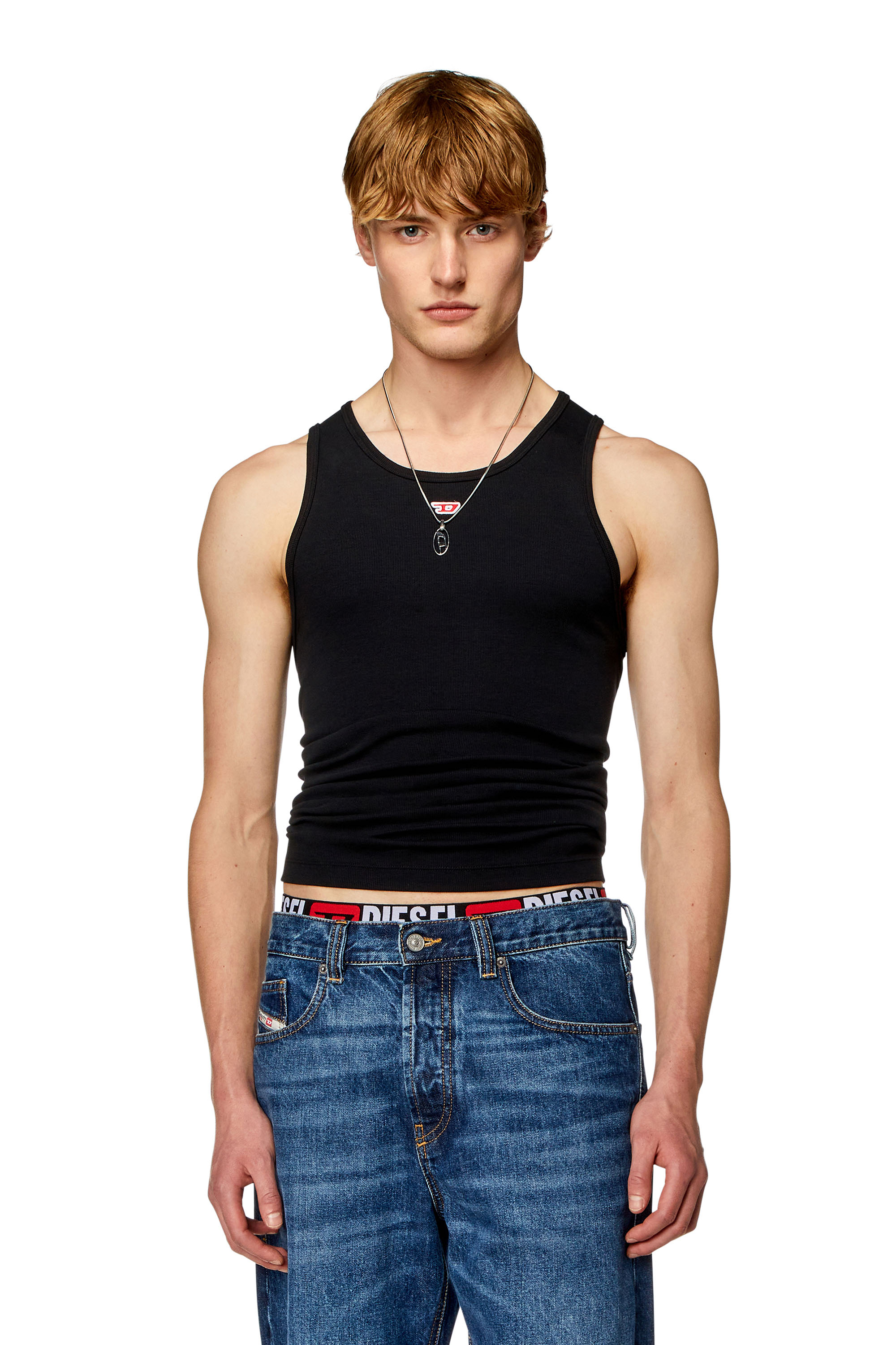Shop Diesel Tank Top With Mini D Logo Patch In Black