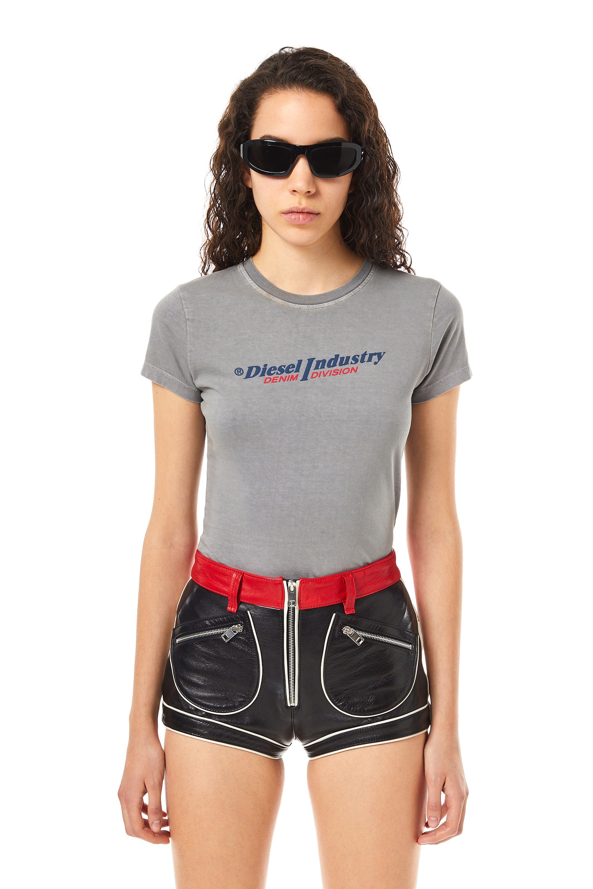 Diesel - T-shirt con logo effetto puff - T-Shirts - Donna - Grigio