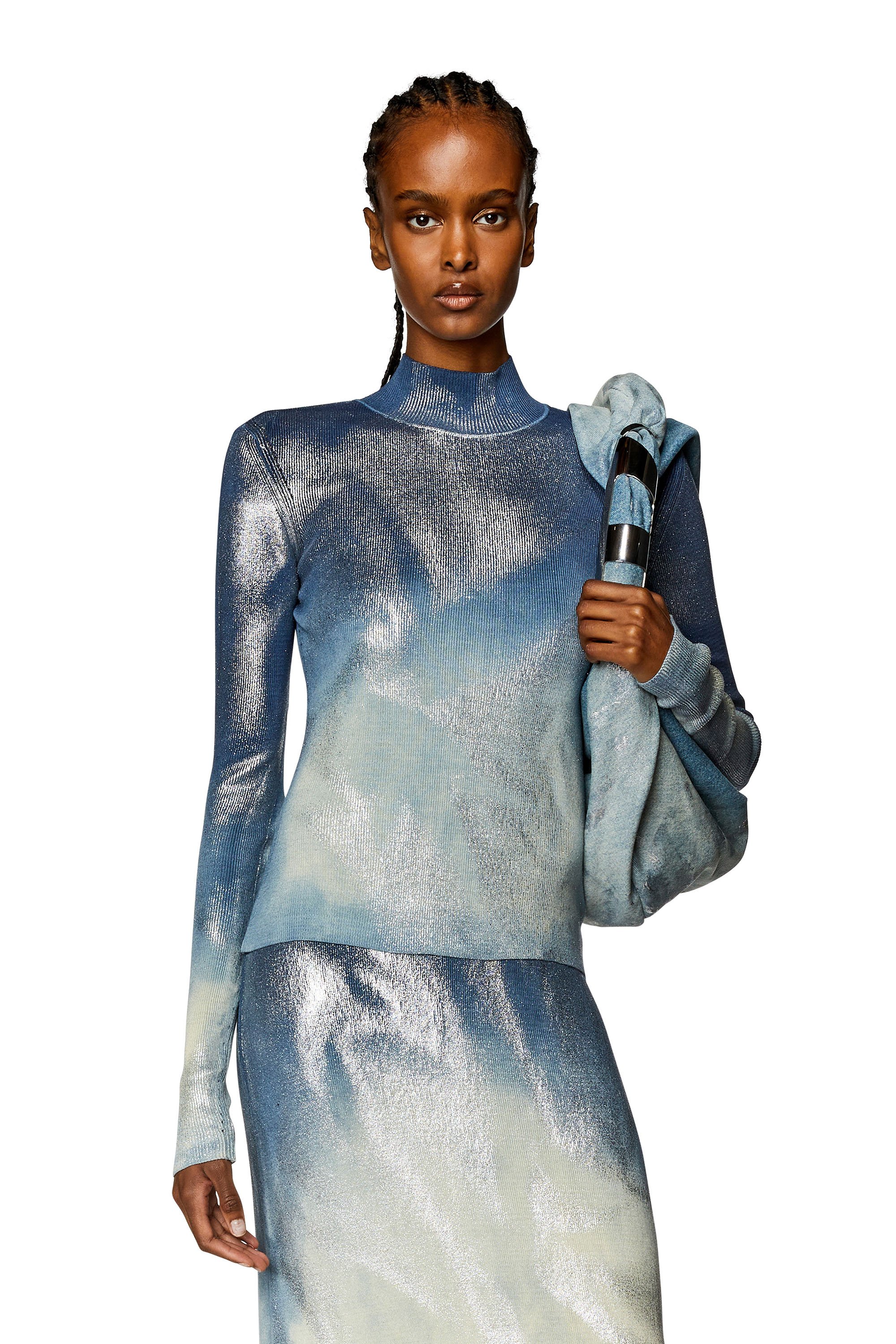 Diesel - Knit top with metallic effects - Knitwear - Woman - Blue