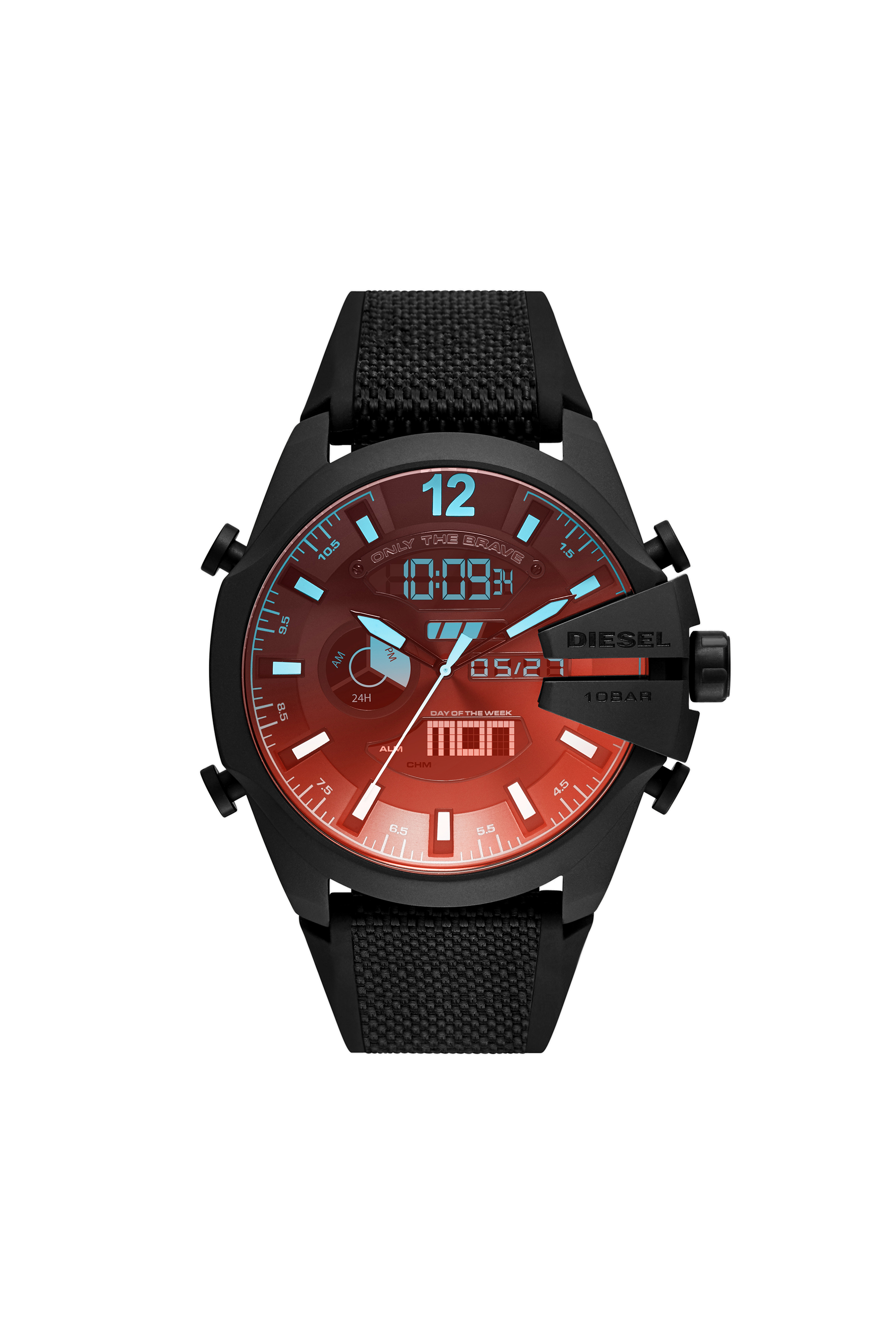 Diesel - Mega Chief analog-digital black nylon and silicone watch - Timeframes - Man - Black
