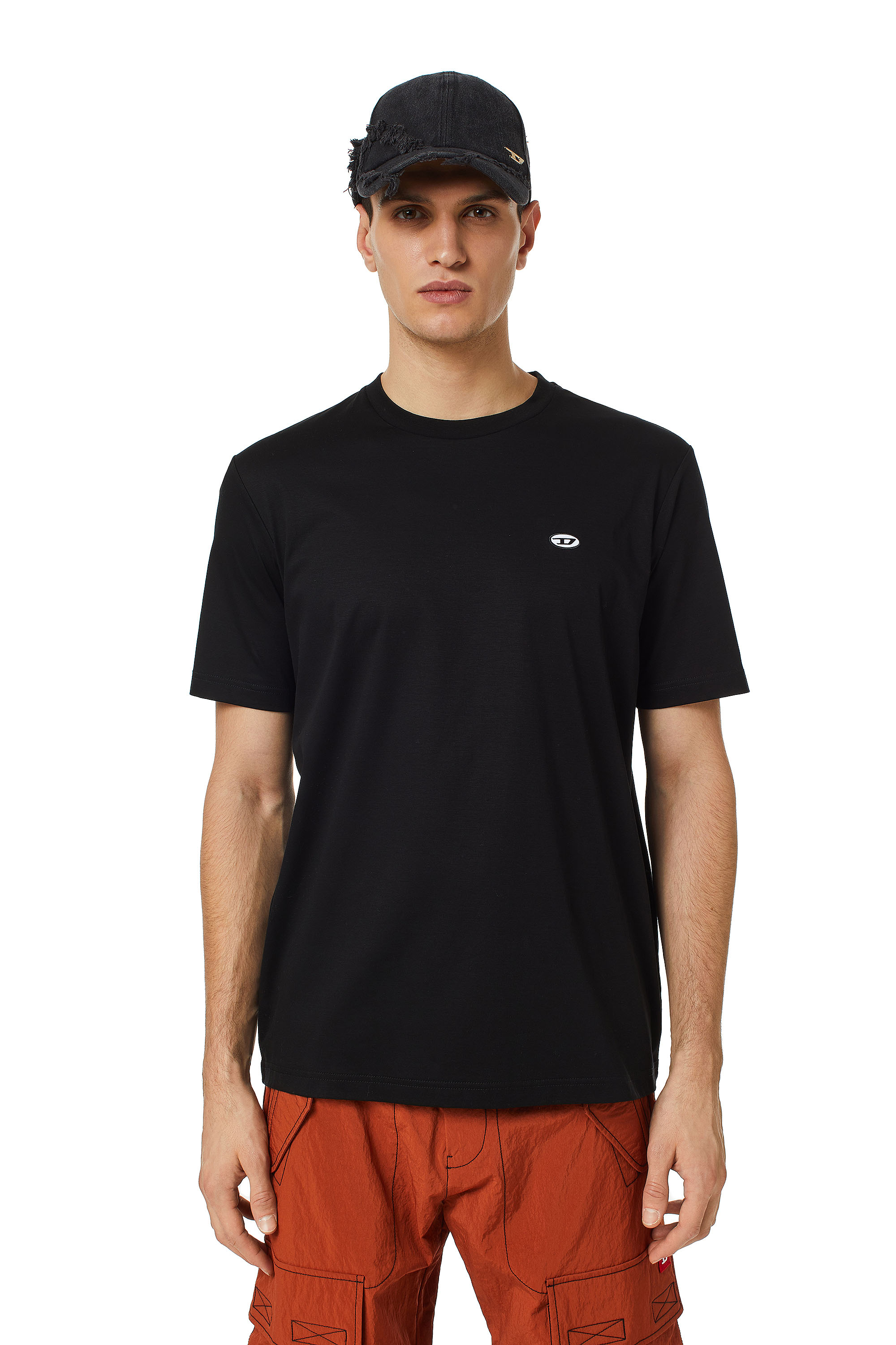 Diesel T-shirt With D Oval Patch In Black