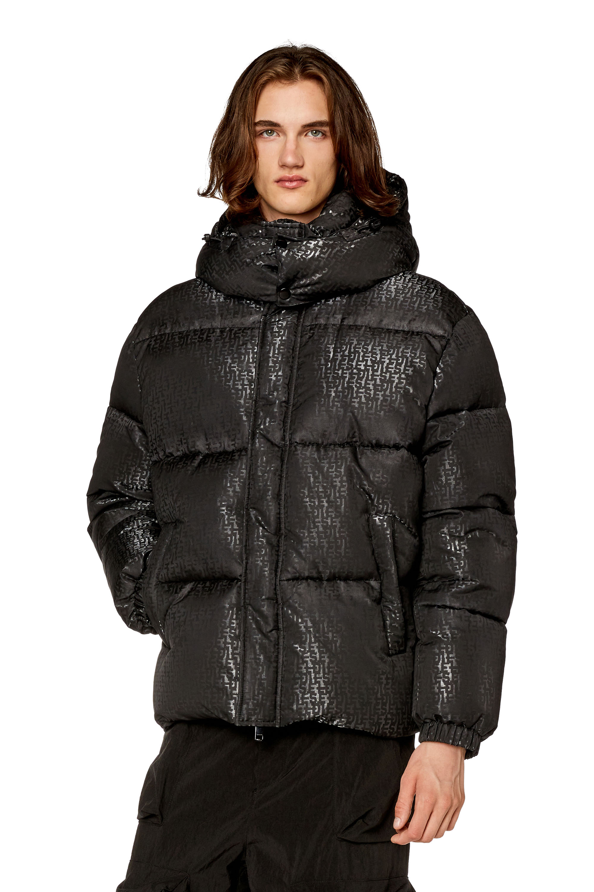 Diesel - Puffer jacket with monogram motif - Winter Jackets - Man - Black