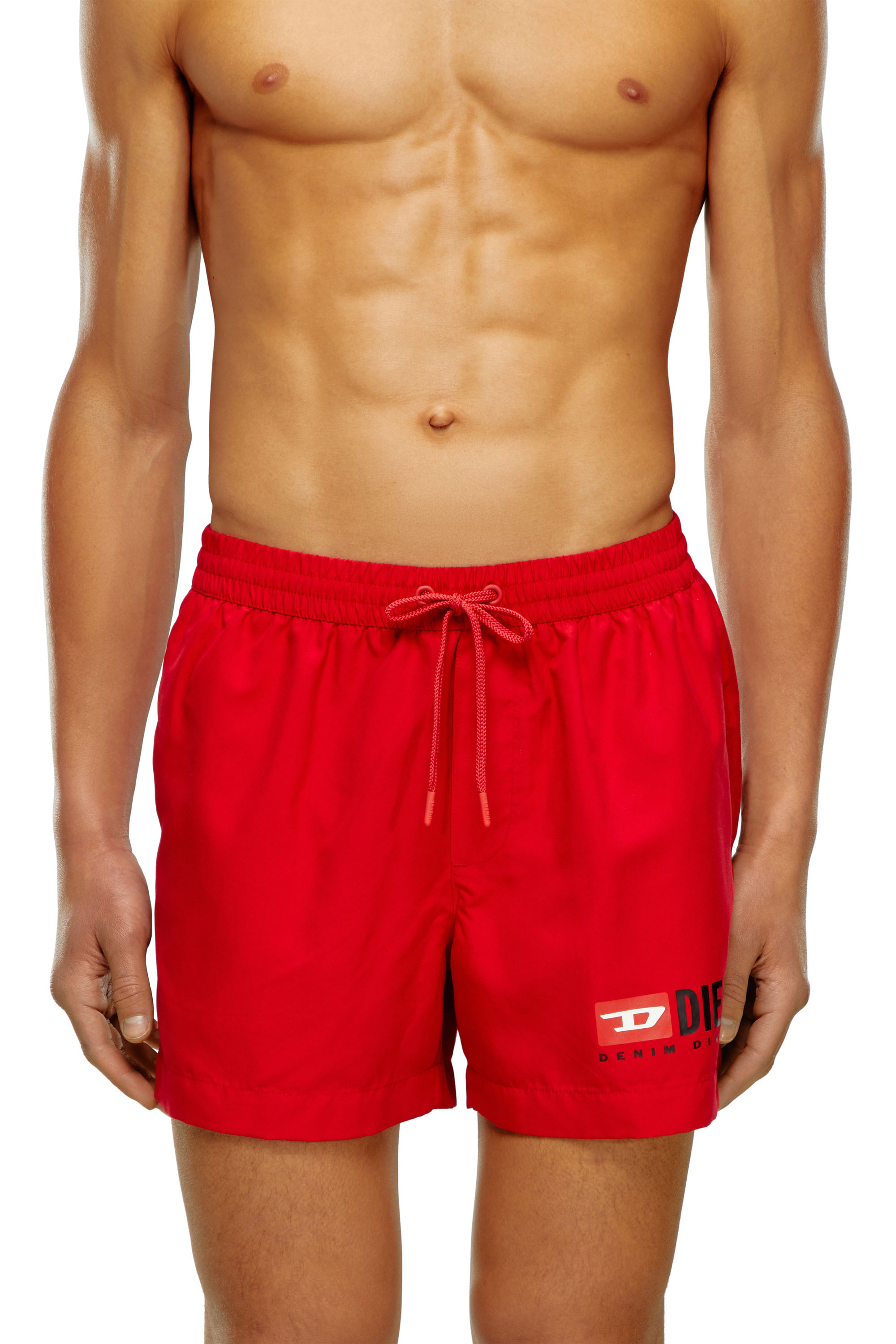 Diesel Pantaloncini Da Mare Con Stampa Logo In Red