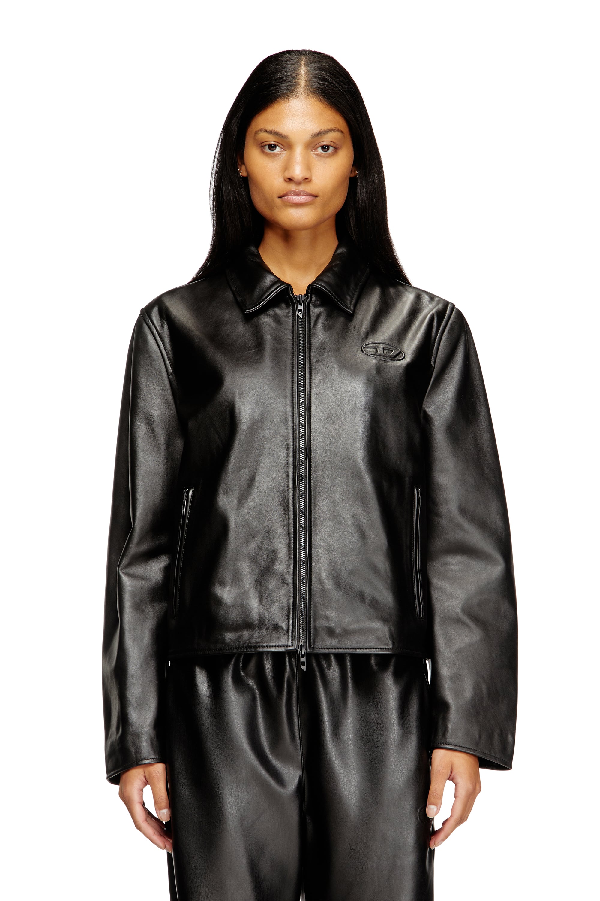 Diesel - Coach jacket in leather - Leather jackets - Woman - Black