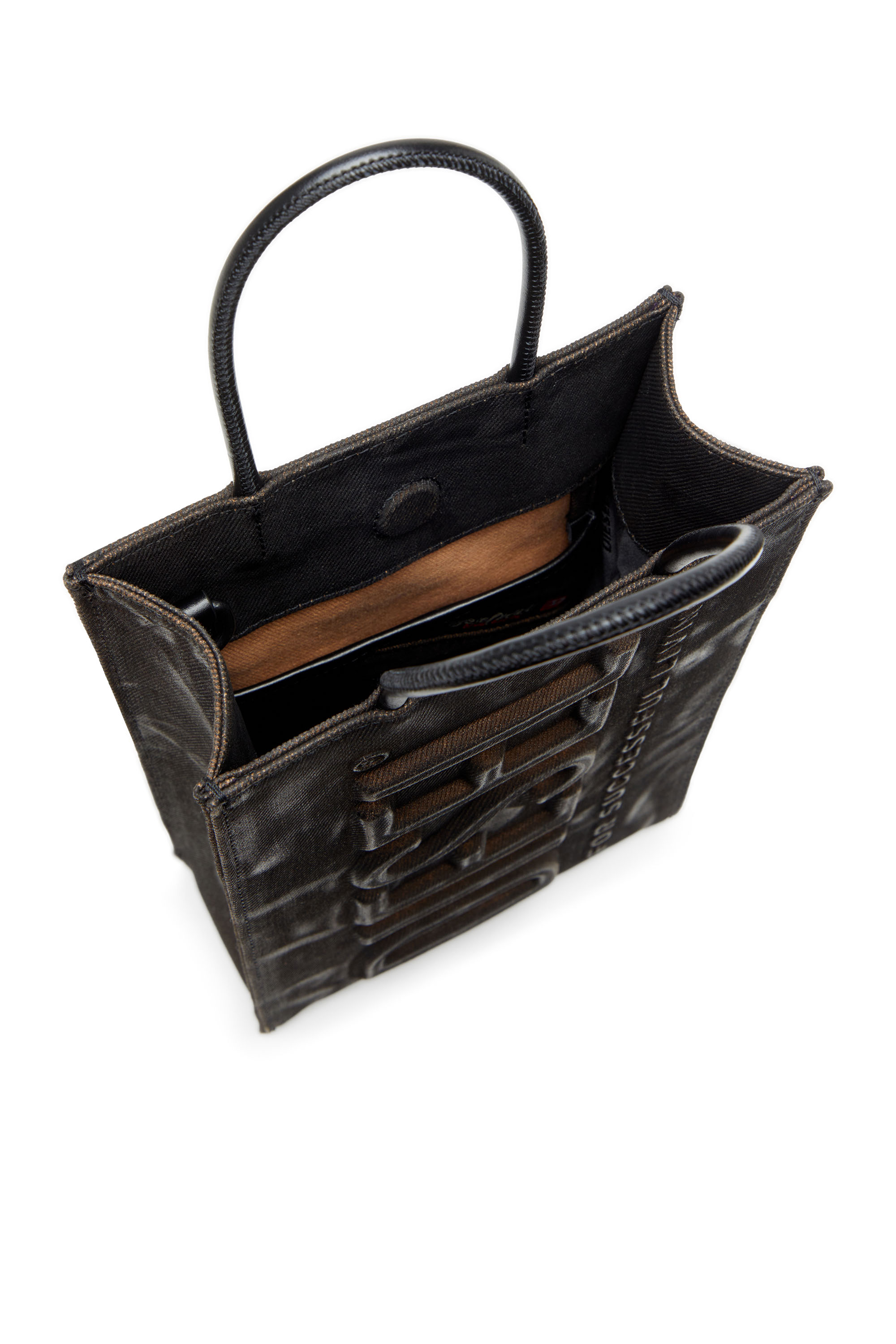 Diesel - LES SHOPPERS SHOPPER M X, Man's Les Shoppers-Tote bag in coated flocked denim in Black - 3