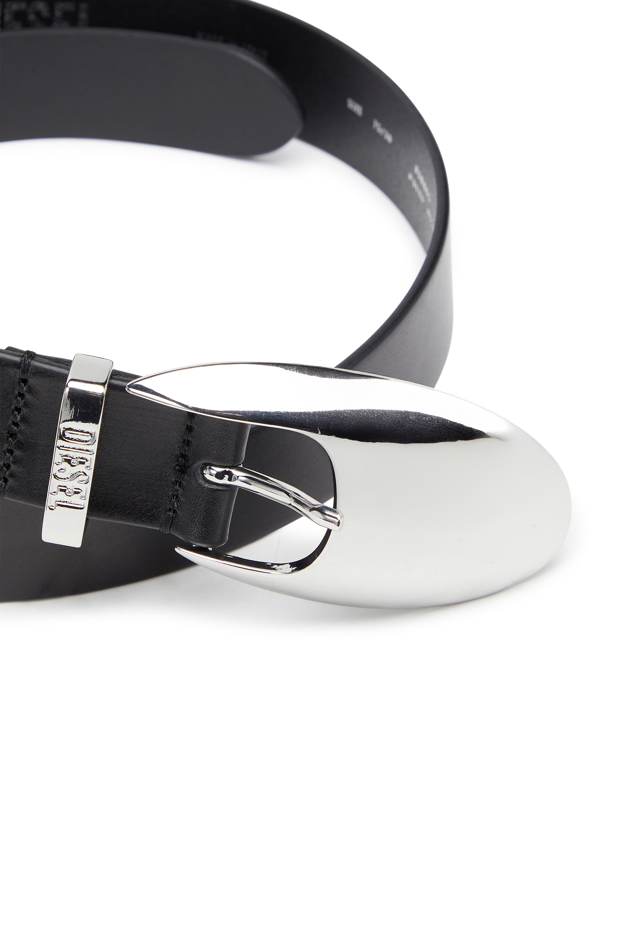 Diesel - B-ROP 30, Woman's 3 cm belt in pull-up leather with D buckle in Black - 3