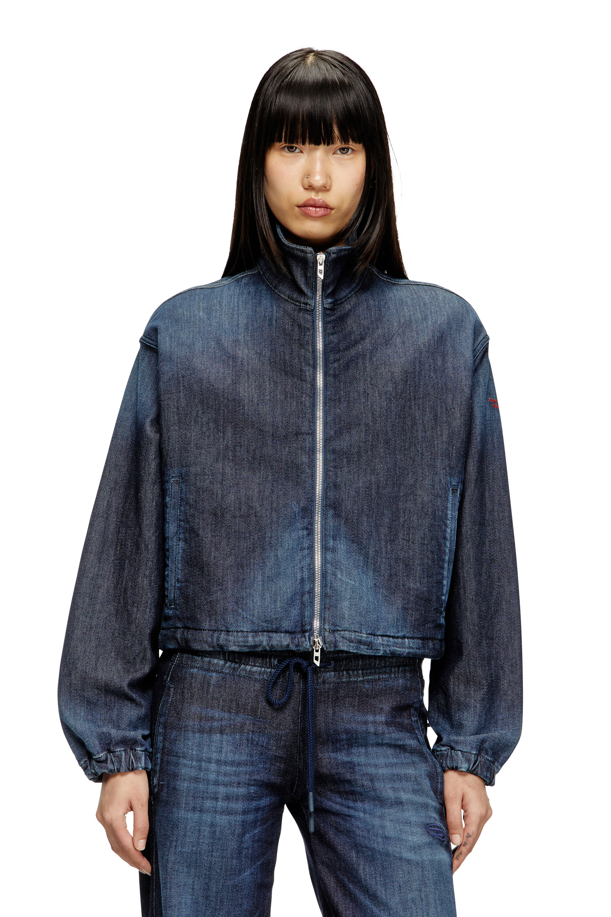 Diesel - High-neck Jogg Jeans jacket - Denim Jackets - Woman - Blue