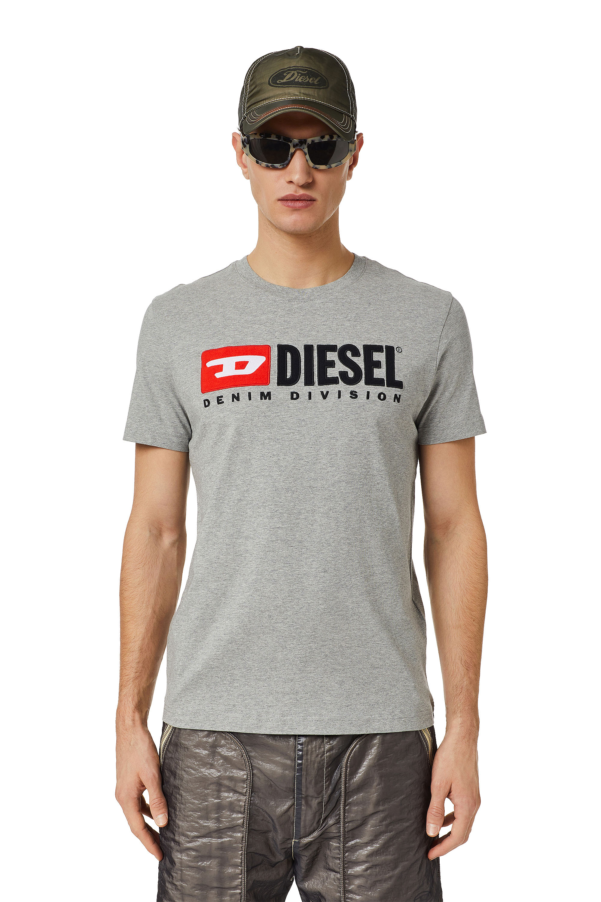 Diesel - T-shirt con logo in pile - T-Shirts - Uomo - Grigio