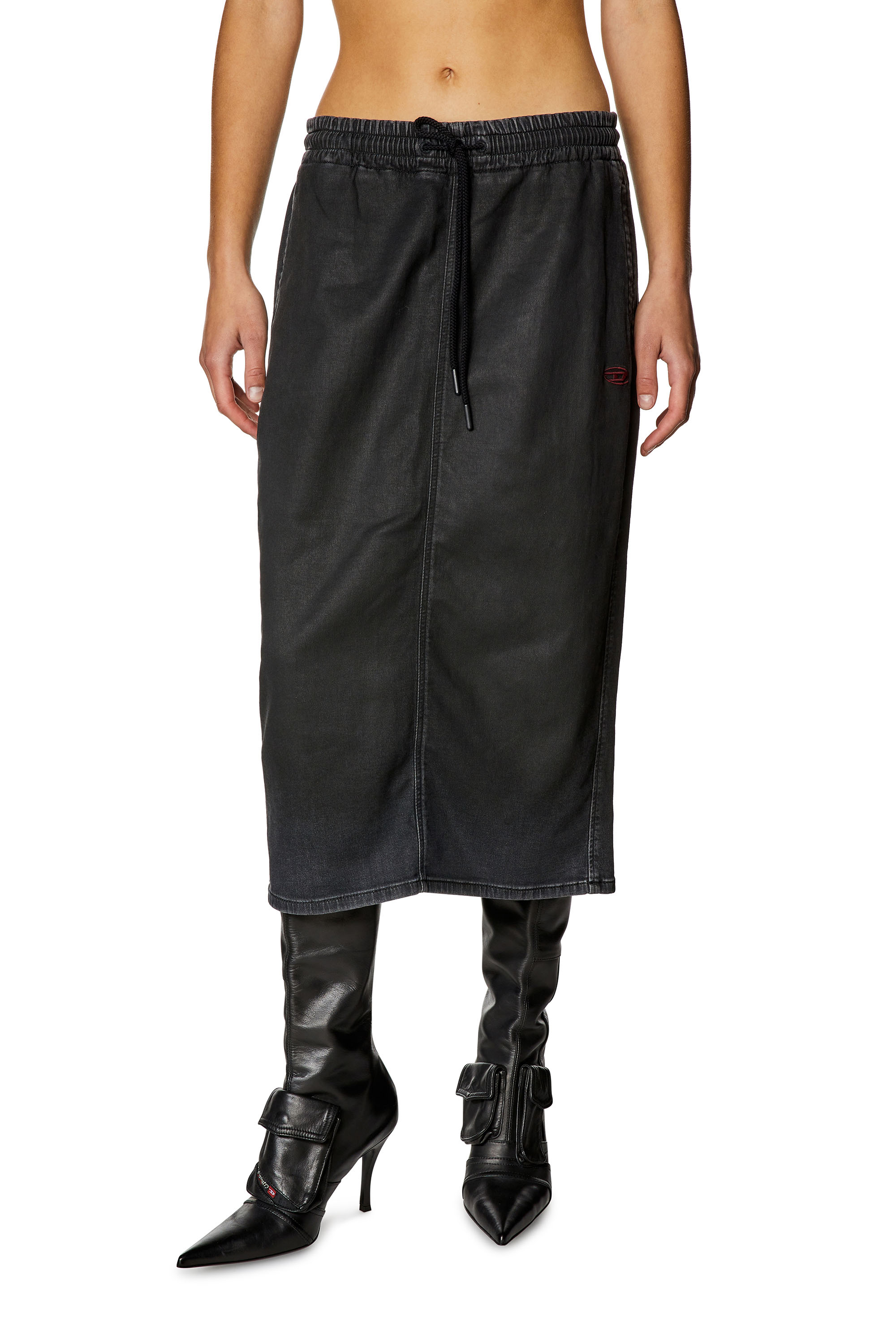 Diesel - Skirt in coated denim - Skirts - Woman - Black