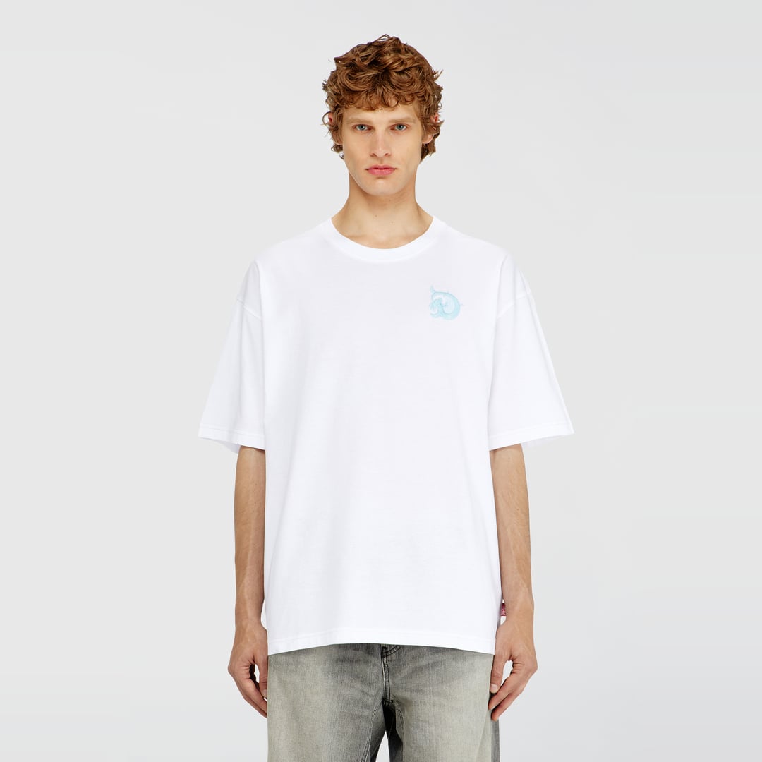 Diesel - Jersey T-shirt with flocked print - T-Shirts - Man - White