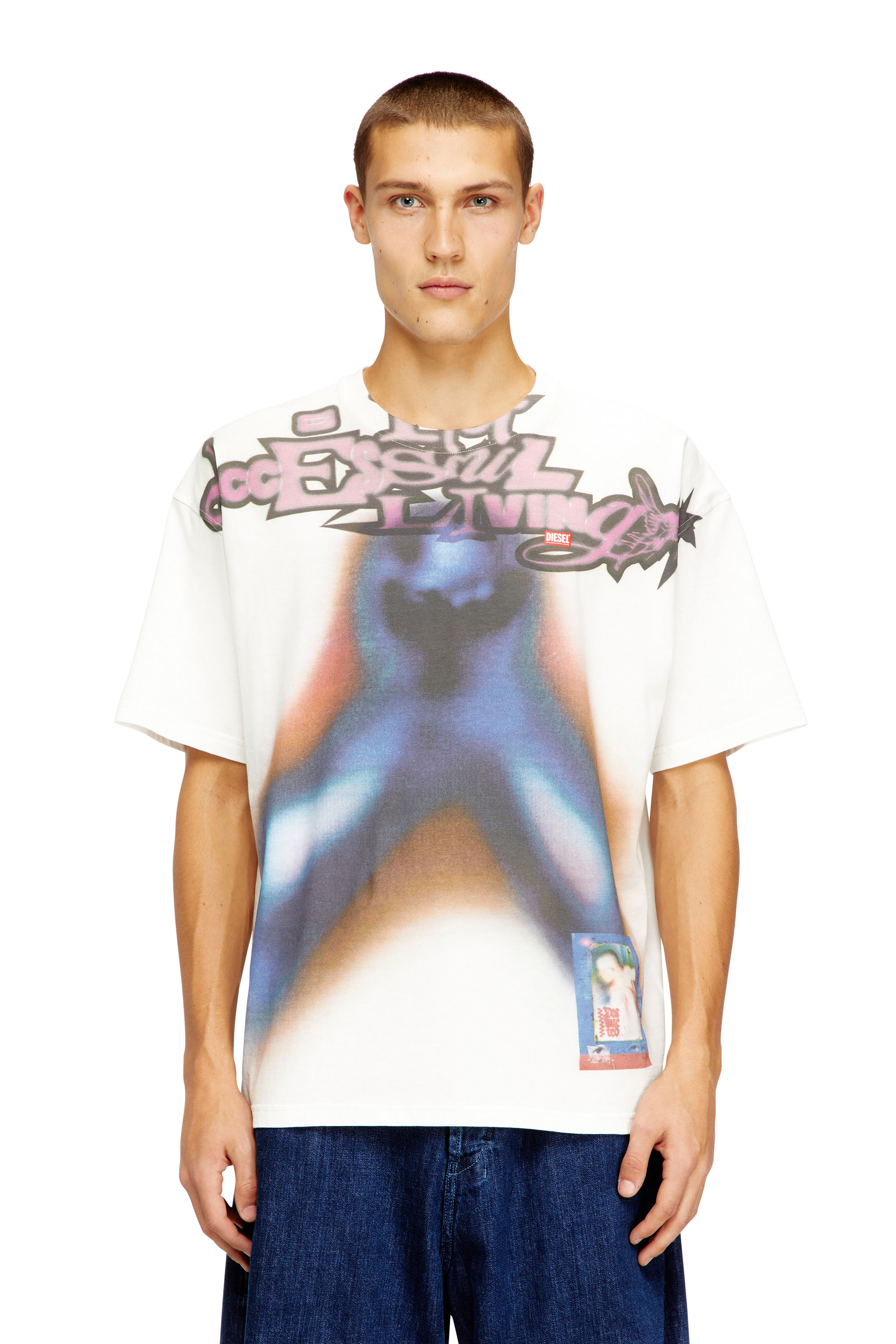 Diesel Men's Multicolor - Relaxed Cotton T-Shirt With Digital Print - T-Shirts - Man Extra Large