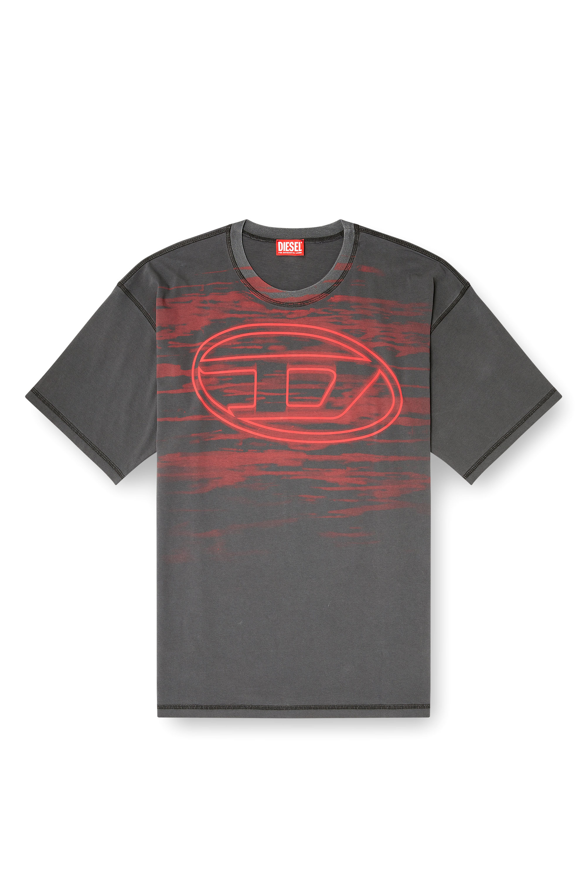 Diesel - T-BOXT-T5, Man's Cotton T-shirt with Oval D print in Grey - 3