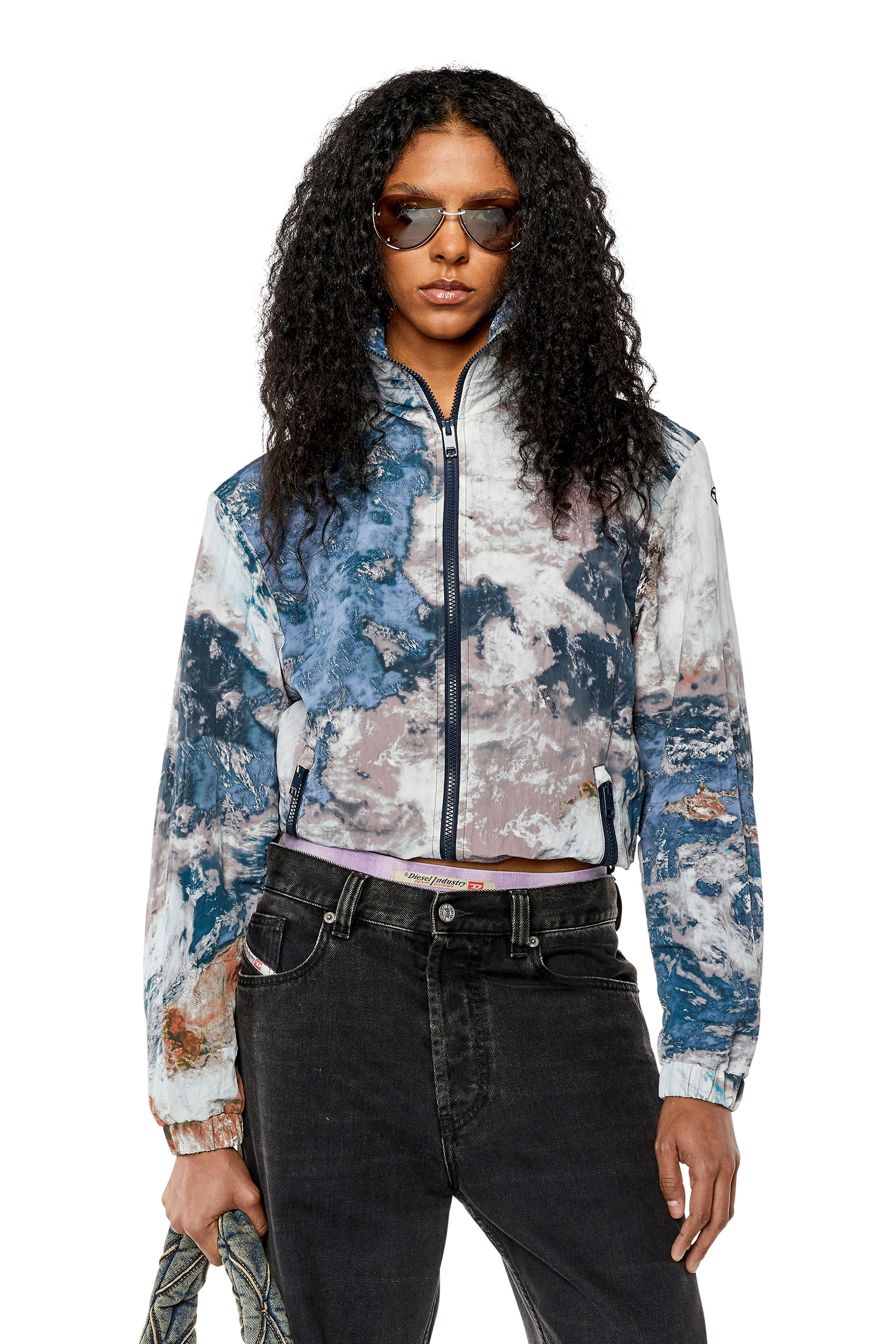 Diesel - Hooded jacket with Planet print - Jackets - Woman - Multicolor