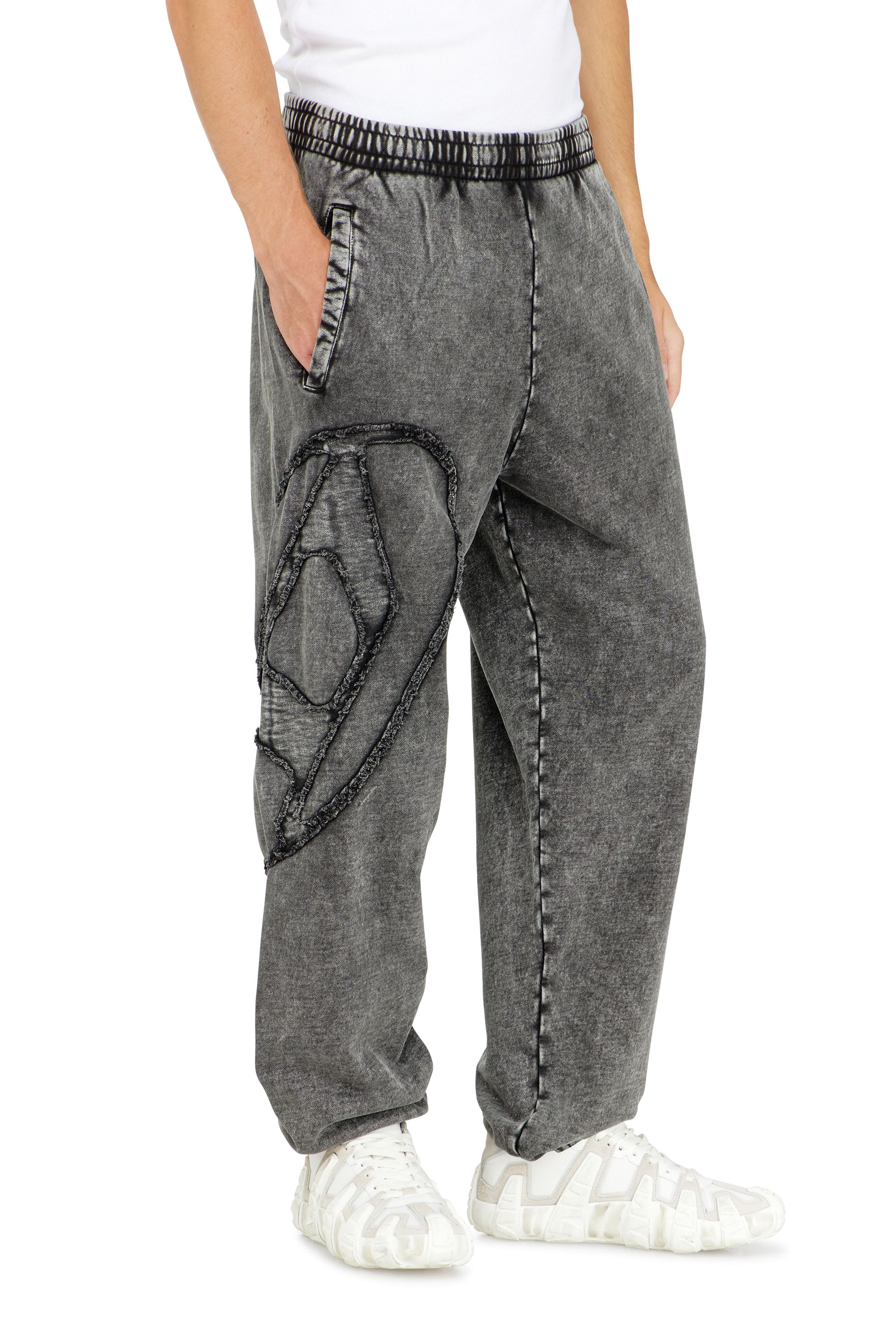 Diesel Men's Grey - Organic Cotton Sweatpants With Oval D Patch - Pants - Man Medium