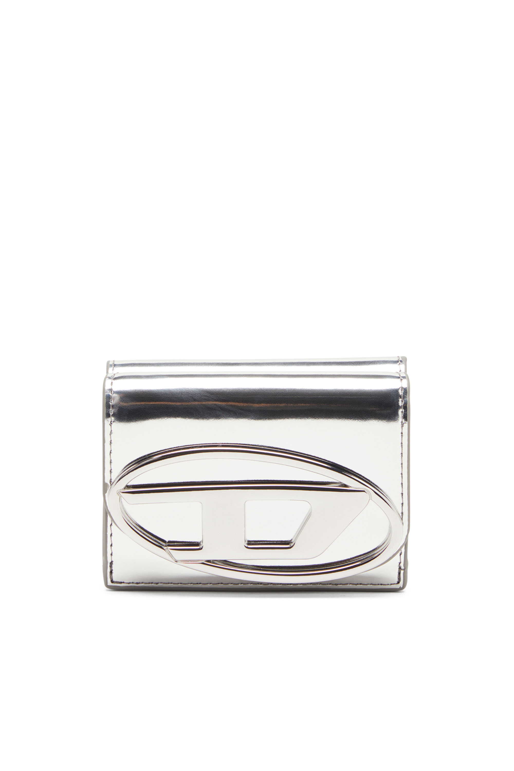 Diesel Women's Silver - Tri-Fold Wallet In Mirrored Leather - Wallets - Woman Uni
