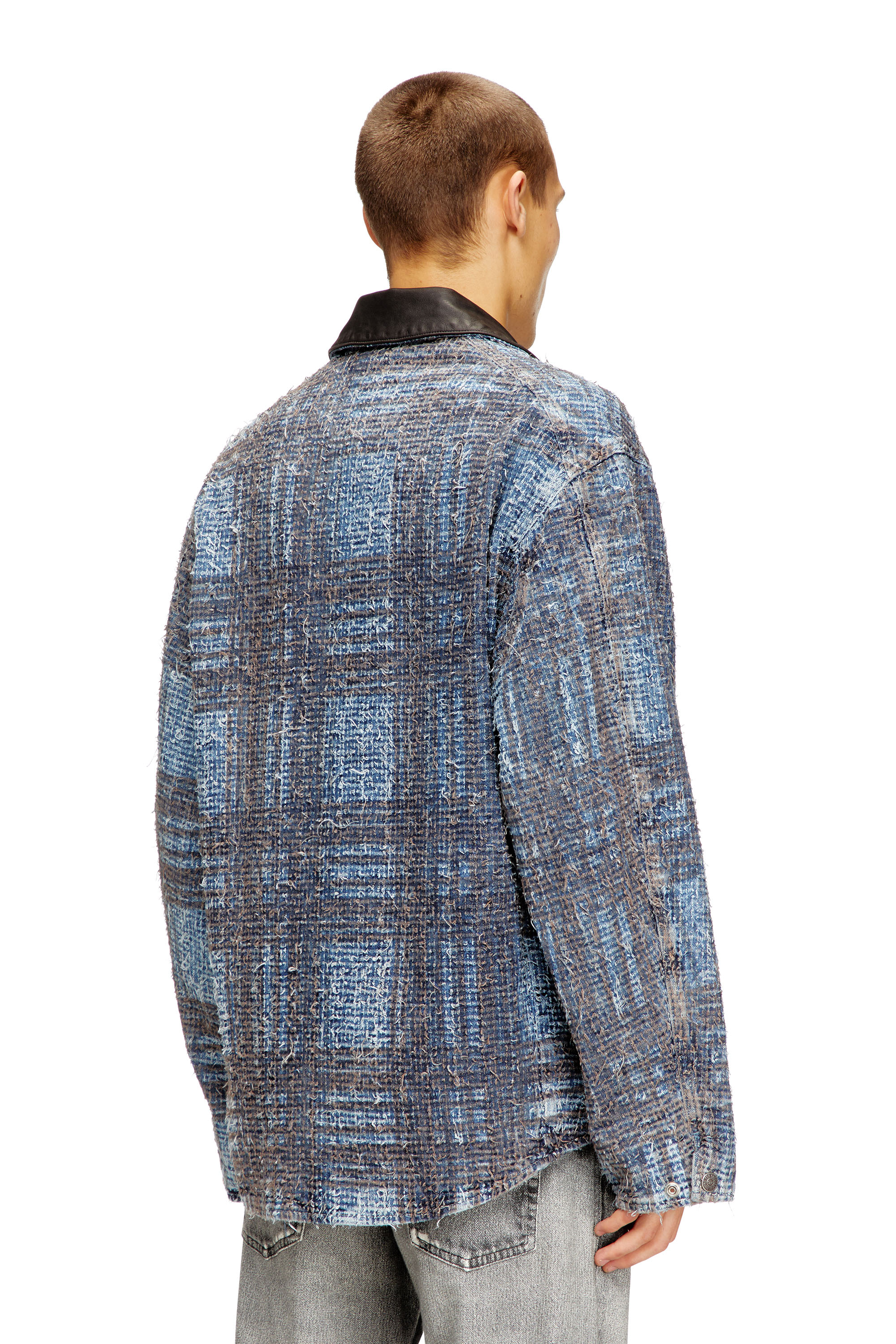Diesel - D-IVAR-S1, Man's Jacket in graphic bouclé denim in Blue - 4