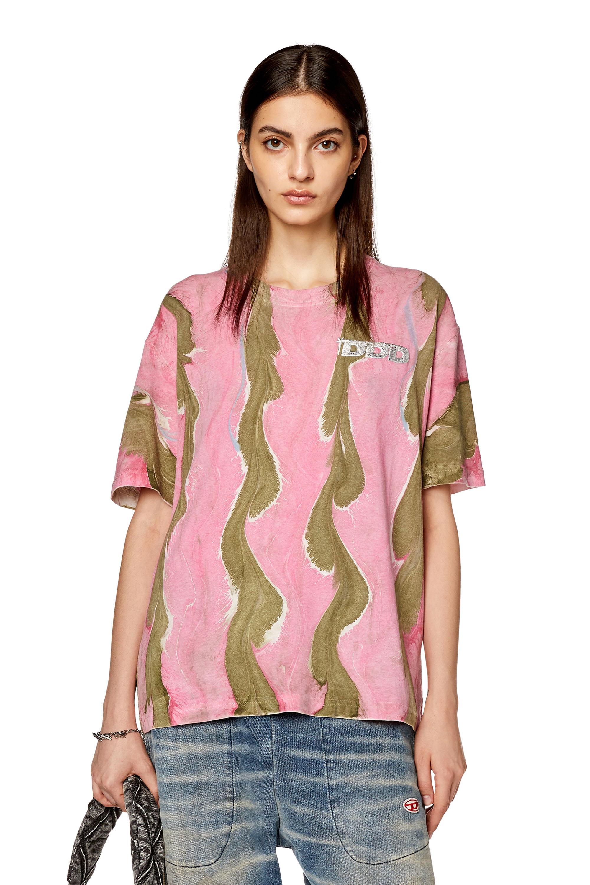 Diesel - T-shirt with swirly print - T-Shirts - Woman - Multicolor