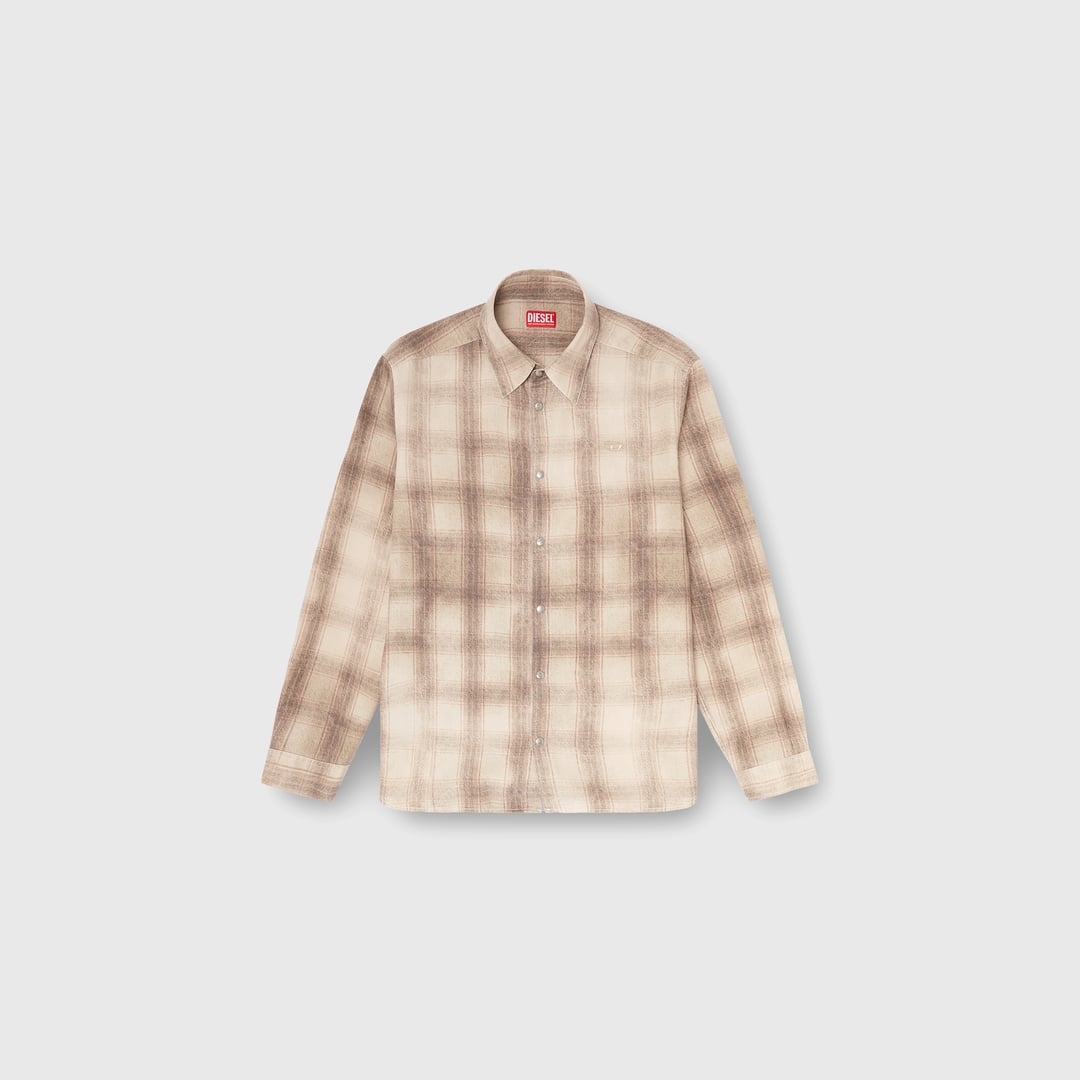 Diesel - Check shirt in fluid fabric - Shirts - Man - Brown