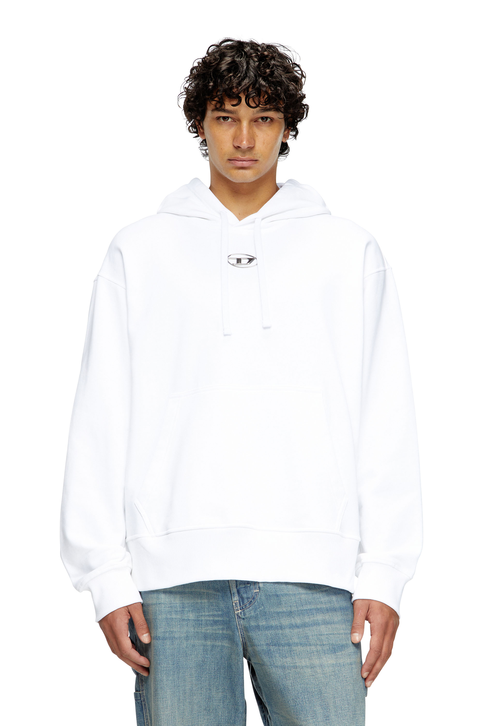 Diesel - Oversized hoodie with metallic logo - Sweaters - Man - White