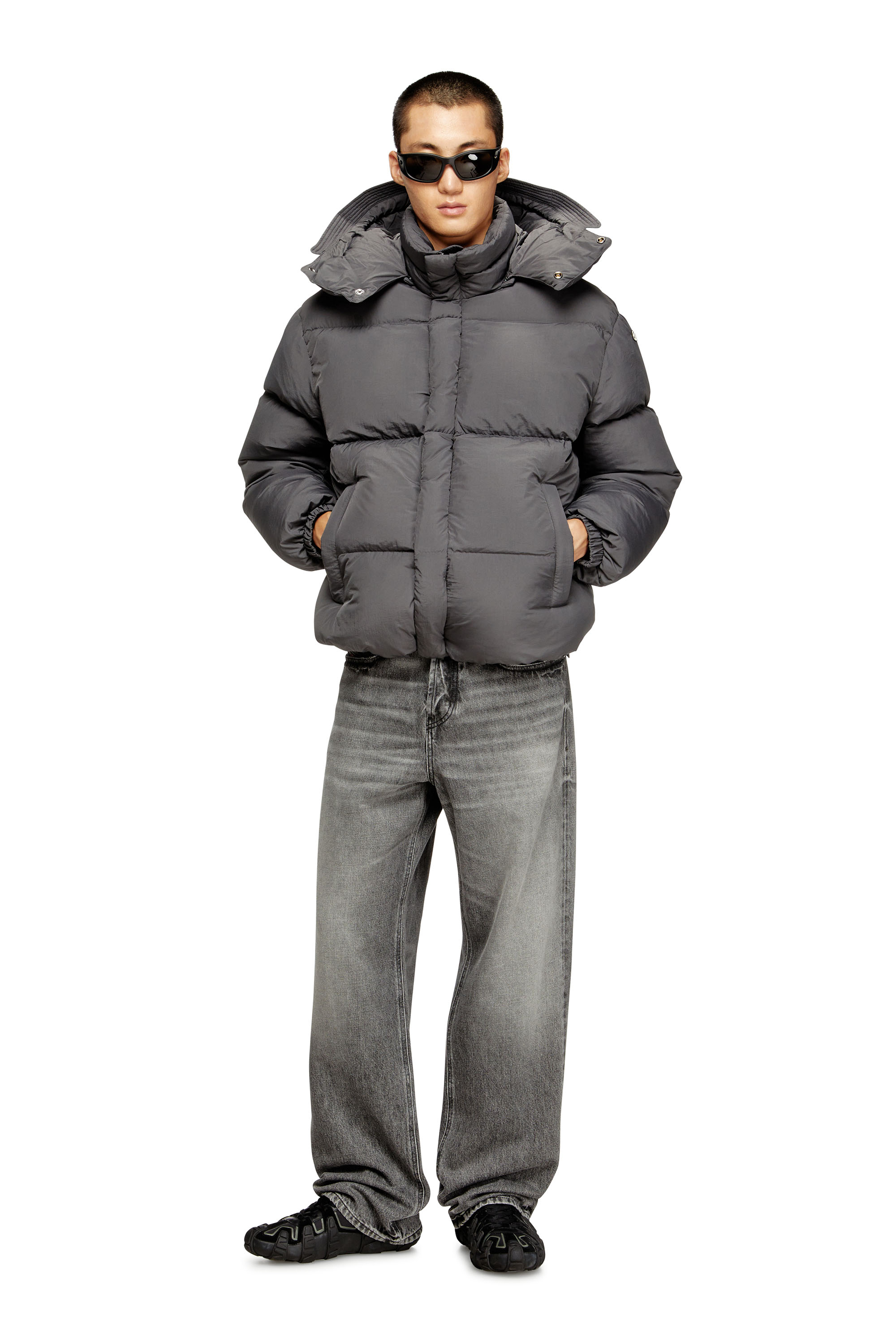Diesel - W-ROLFYS, Man's Down jacket in recycled nylon taslan in Grey - 2