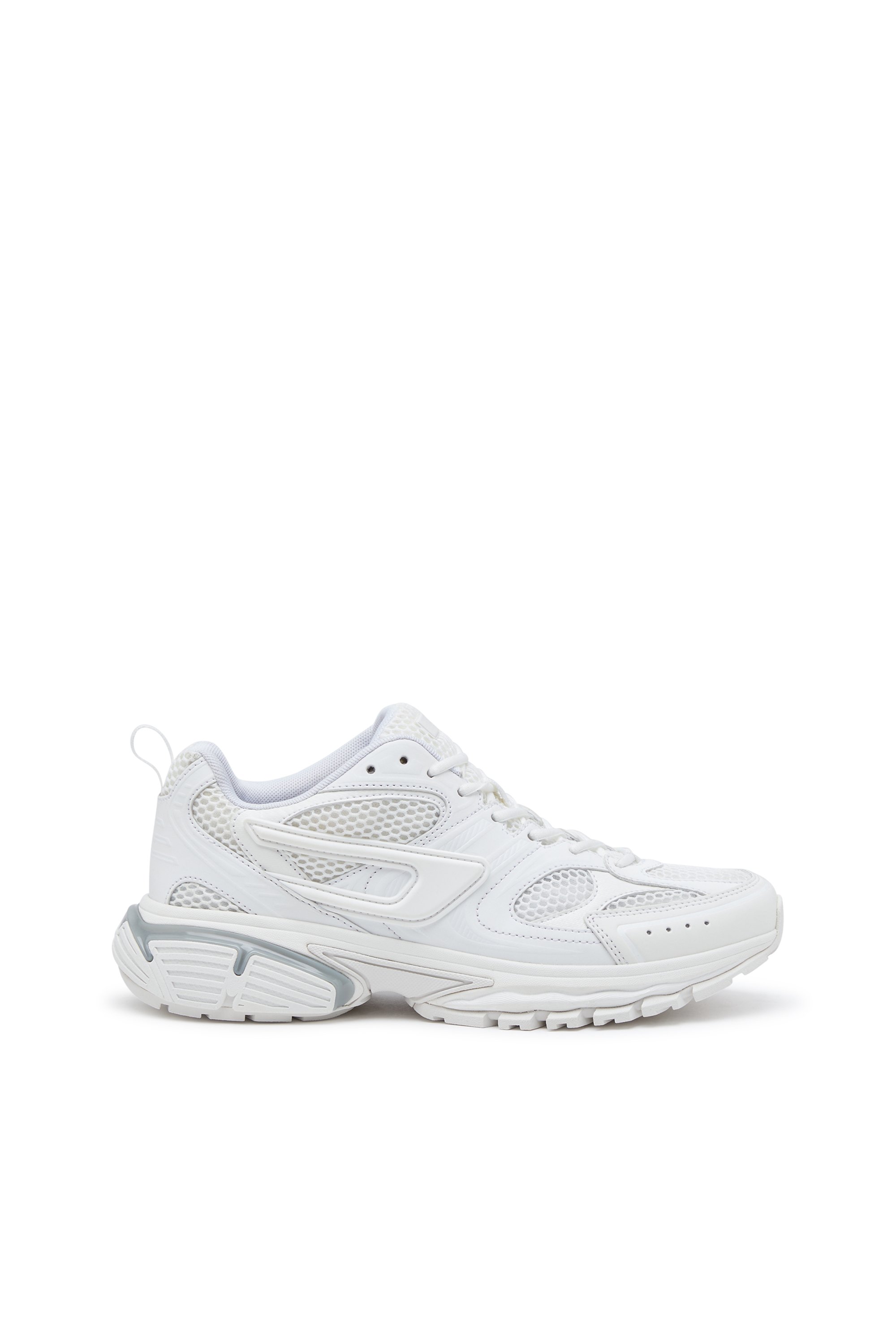 Diesel Mesh Trainers With Embossed Overlays In White