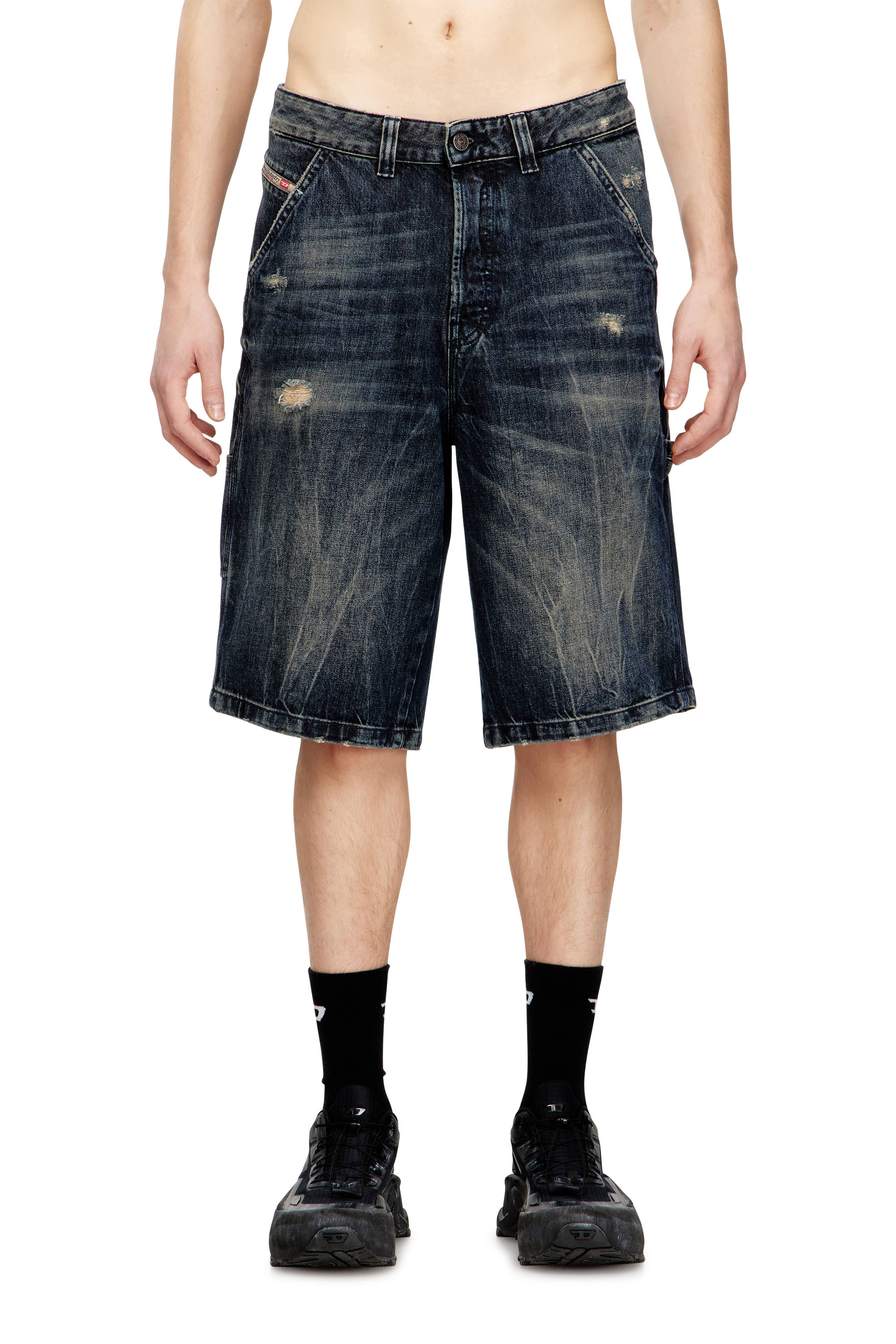 Diesel Men's Blue - Relaxed Denim Shorts With Abrasions - Denim Short Pants - Man Size 31