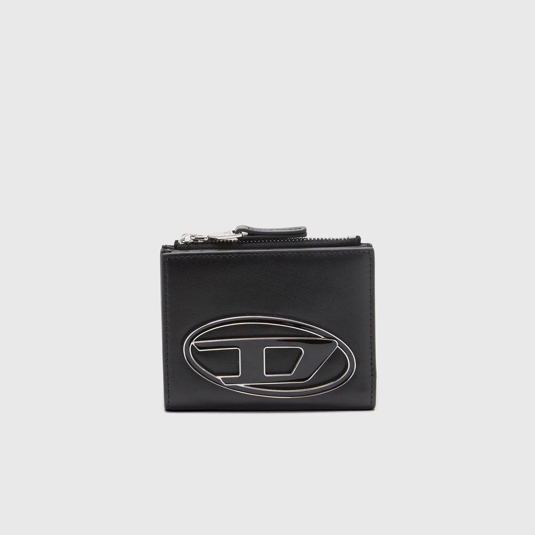 Diesel - Small leather wallet with logo plaque - Small Wallets - Woman - Black