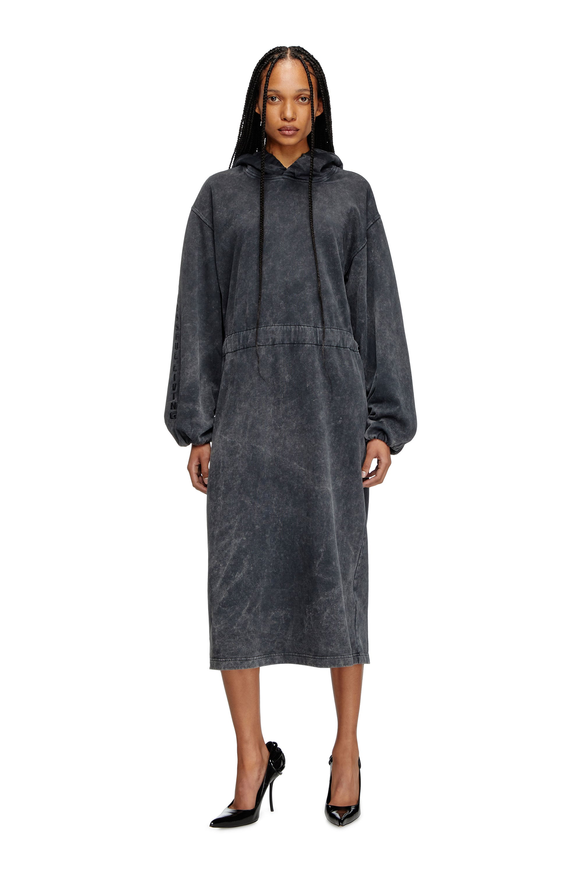 Diesel – Balloon-shaped hooded midi dress – Dresses – Woman – Grey