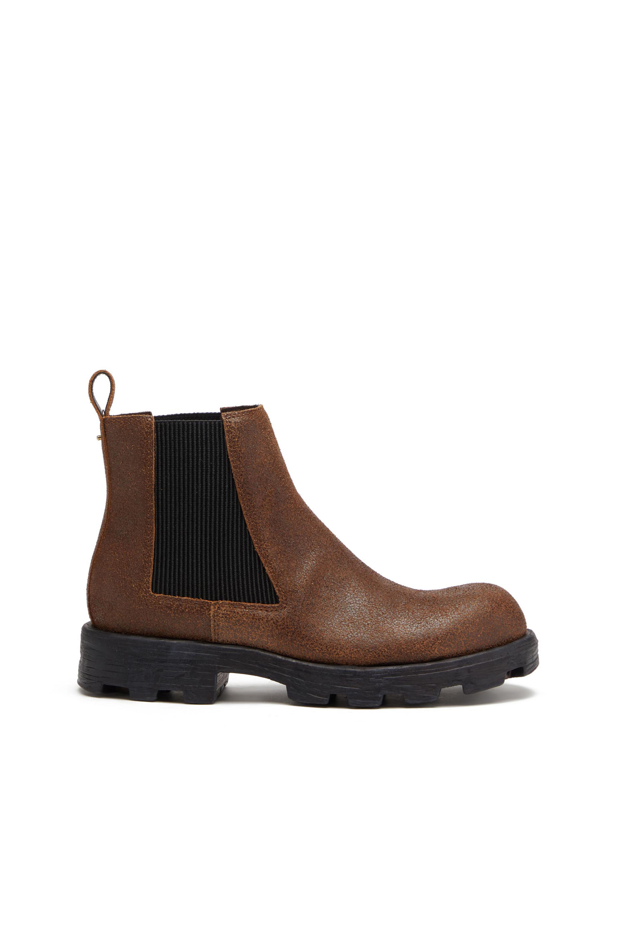 Diesel Chelsea Boots In Cracked Leather In Brown