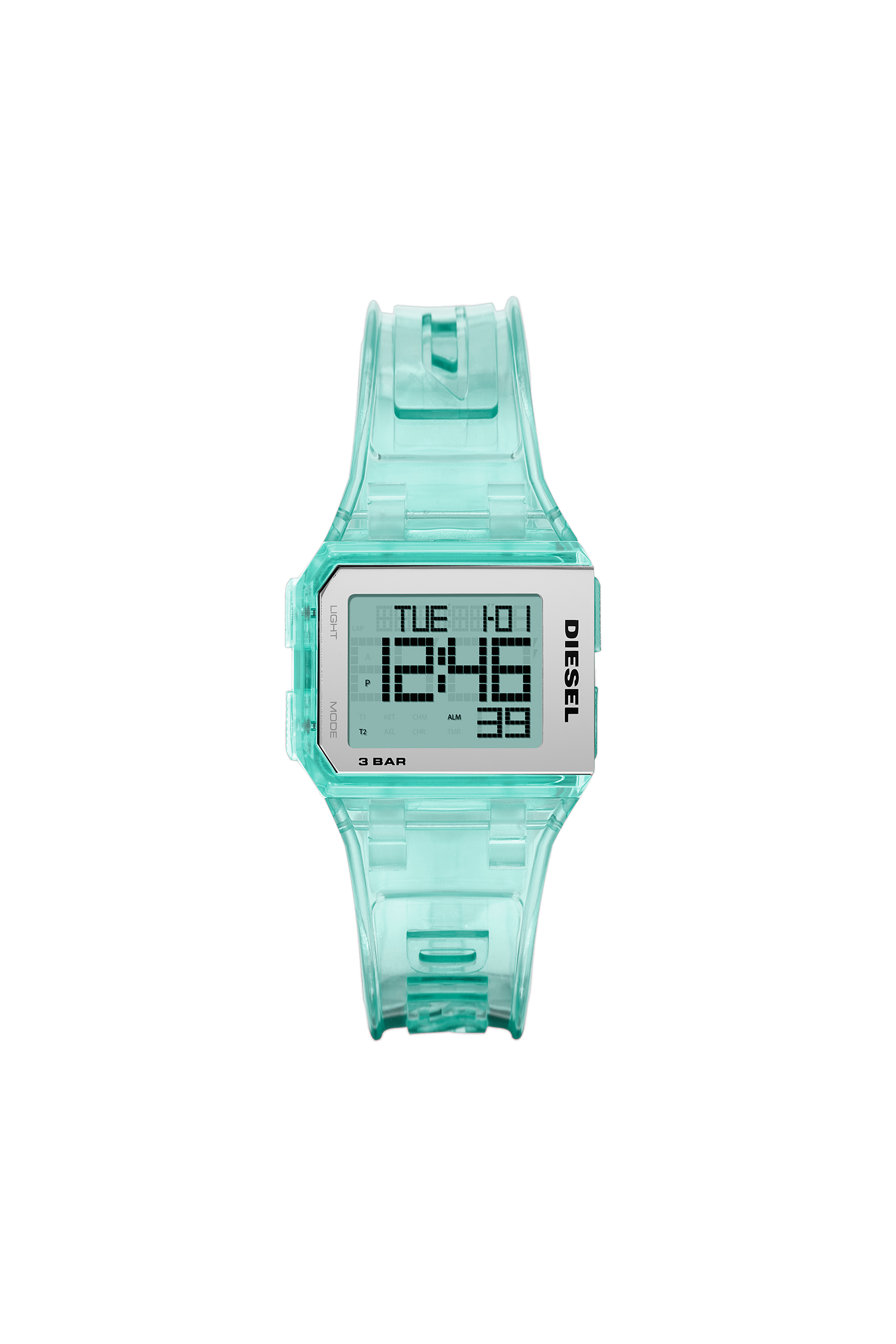 Diesel - Chopped Digital Millennial Mint Transparent Watch - Timeframes - Unisex - Blue