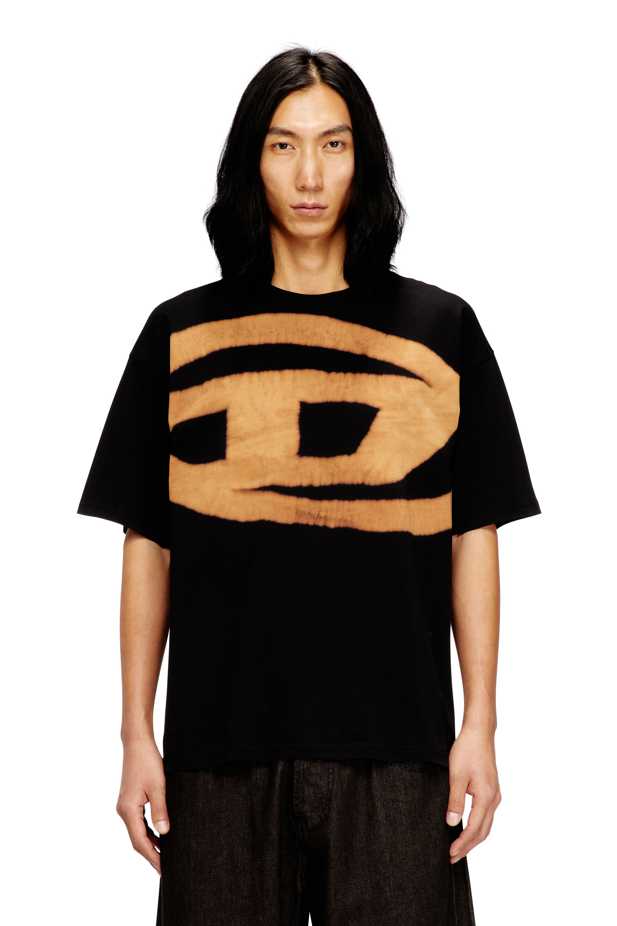 Diesel Men's Multicolor - T-Shirt With Bleached Oval D Logo - T-Shirts - Man Extra Large