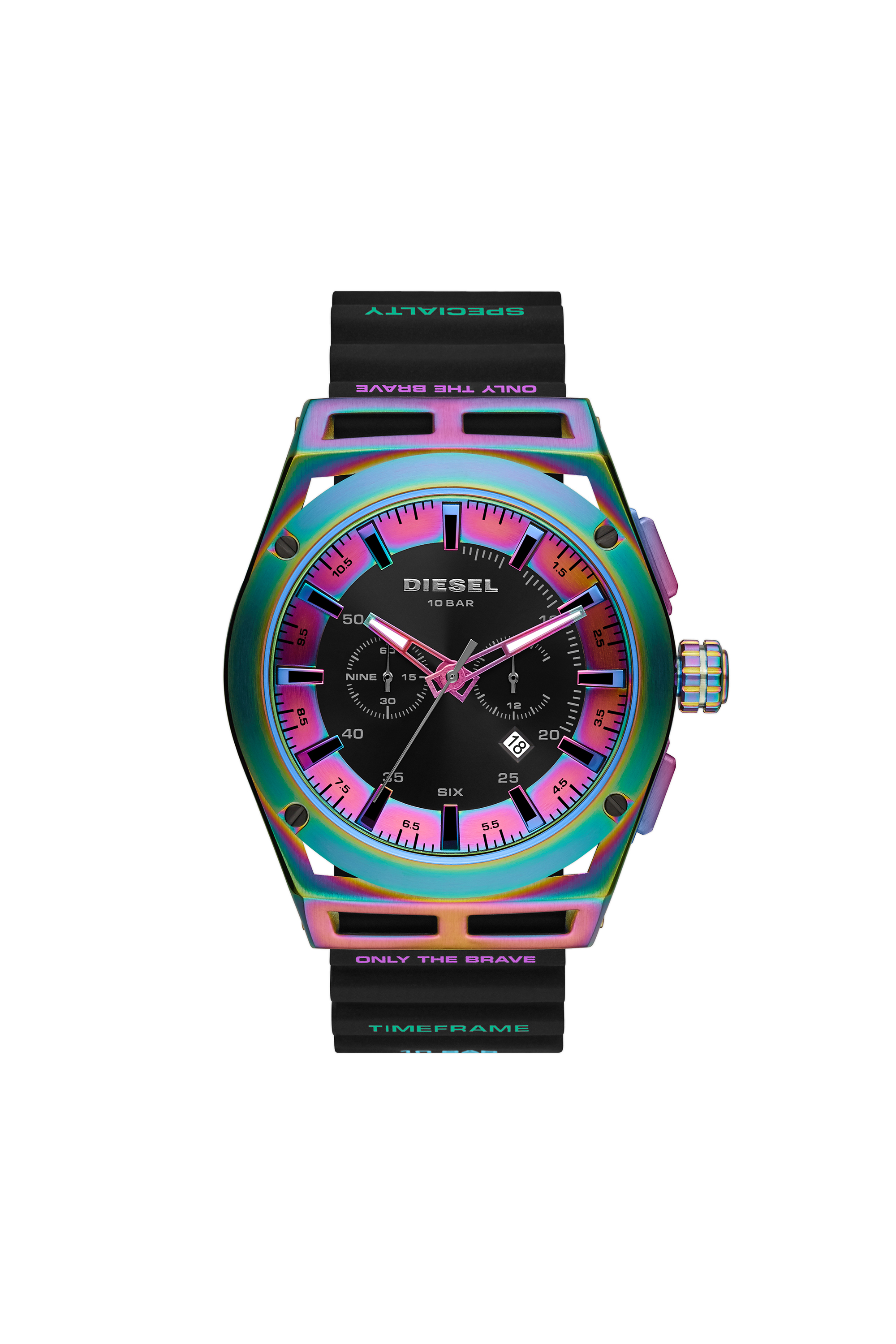 Diesel - Cronografo Timeframe con cinturino in silicone nero - Orologi - Uomo - Multicolor