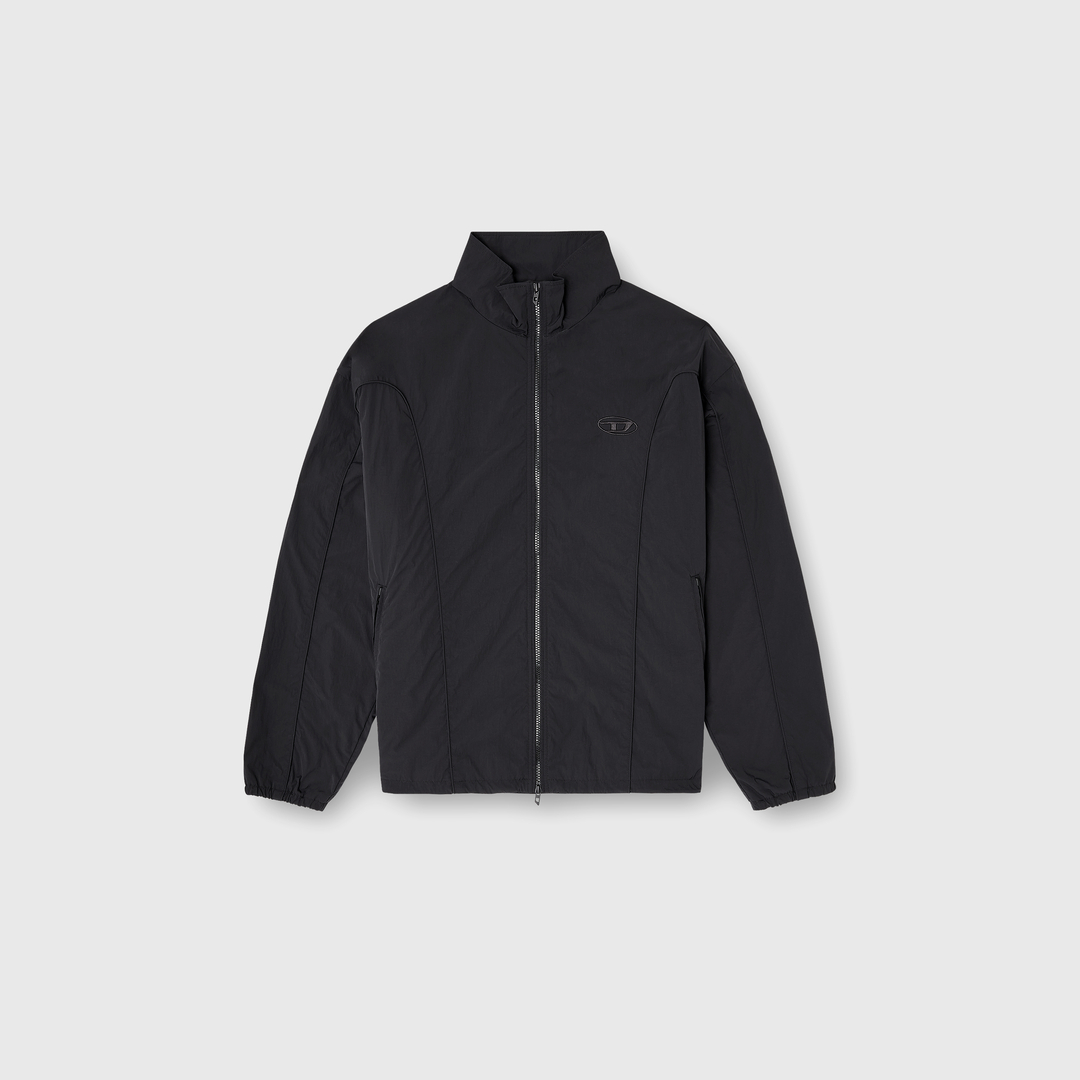 Diesel - Veste en nylon froissé avec passepoil - Vestes - Homme - Noir