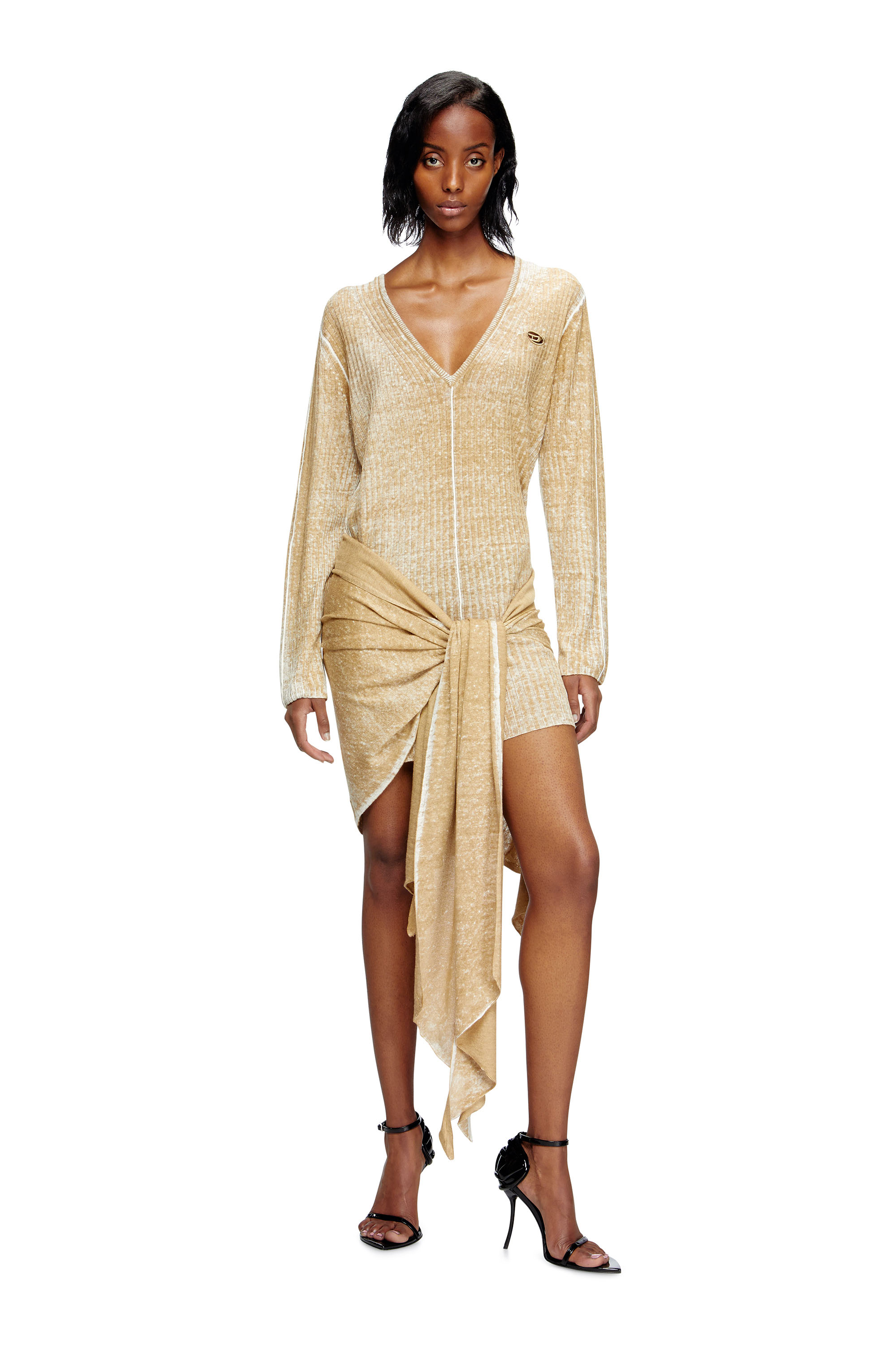 Diesel - Knitted dress with hip tie - Dresses - Woman - Beige