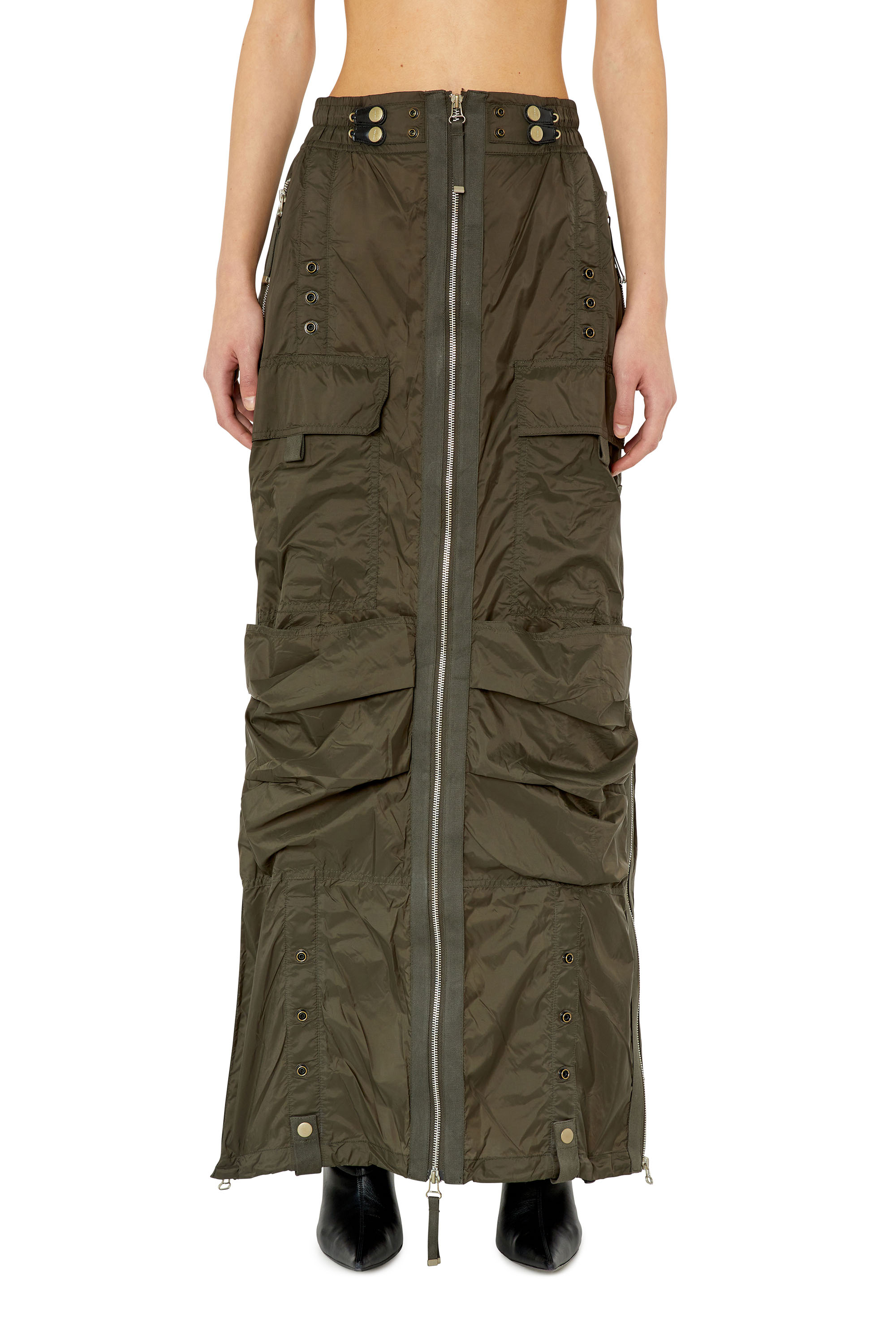 Diesel - Long skirt with cargo pockets - Skirts - Woman - Green