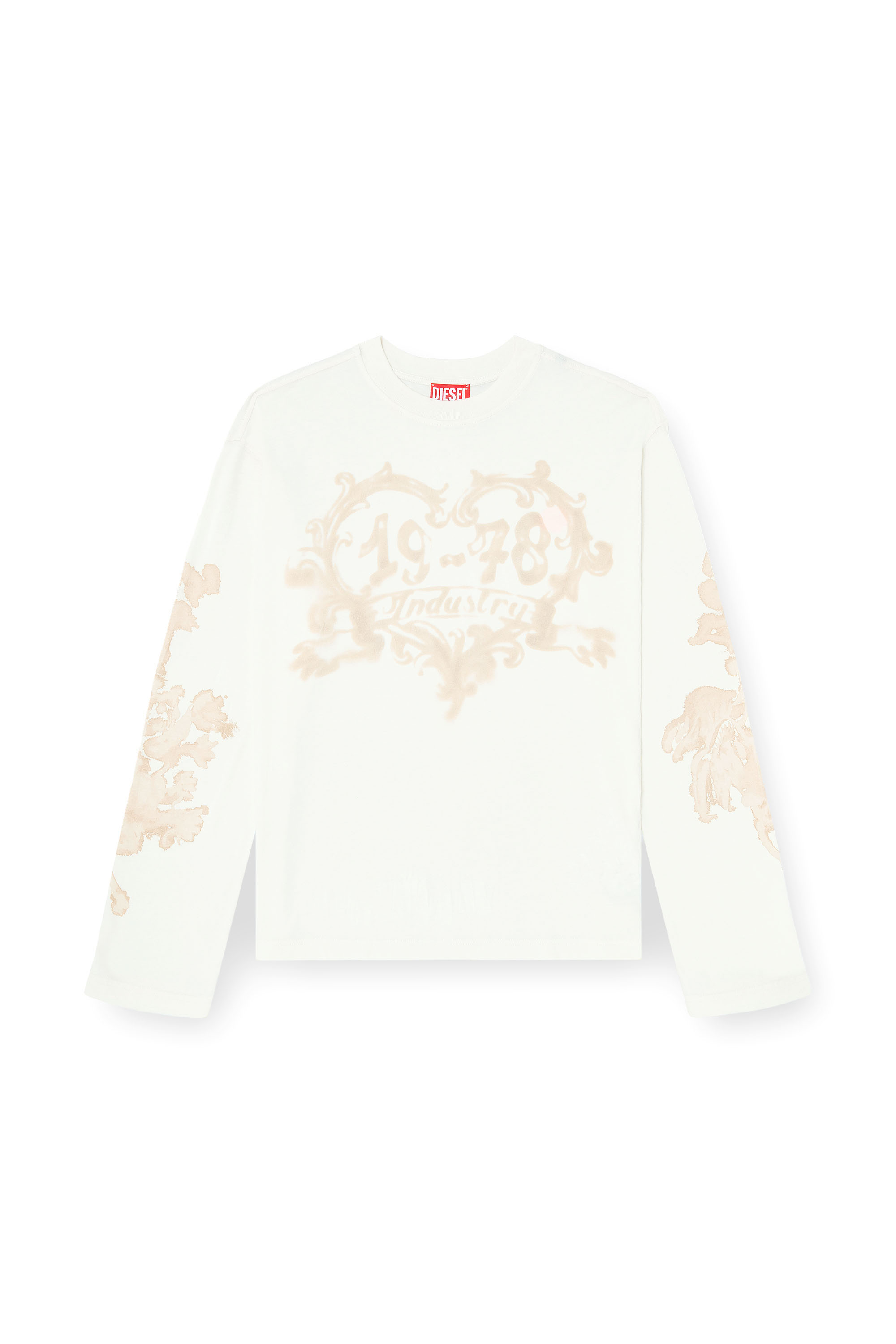 Diesel - T-HILARY-LS-AA1, Woman's Cotton long-sleeve T-shirt with graphic print in White/Pink - 2