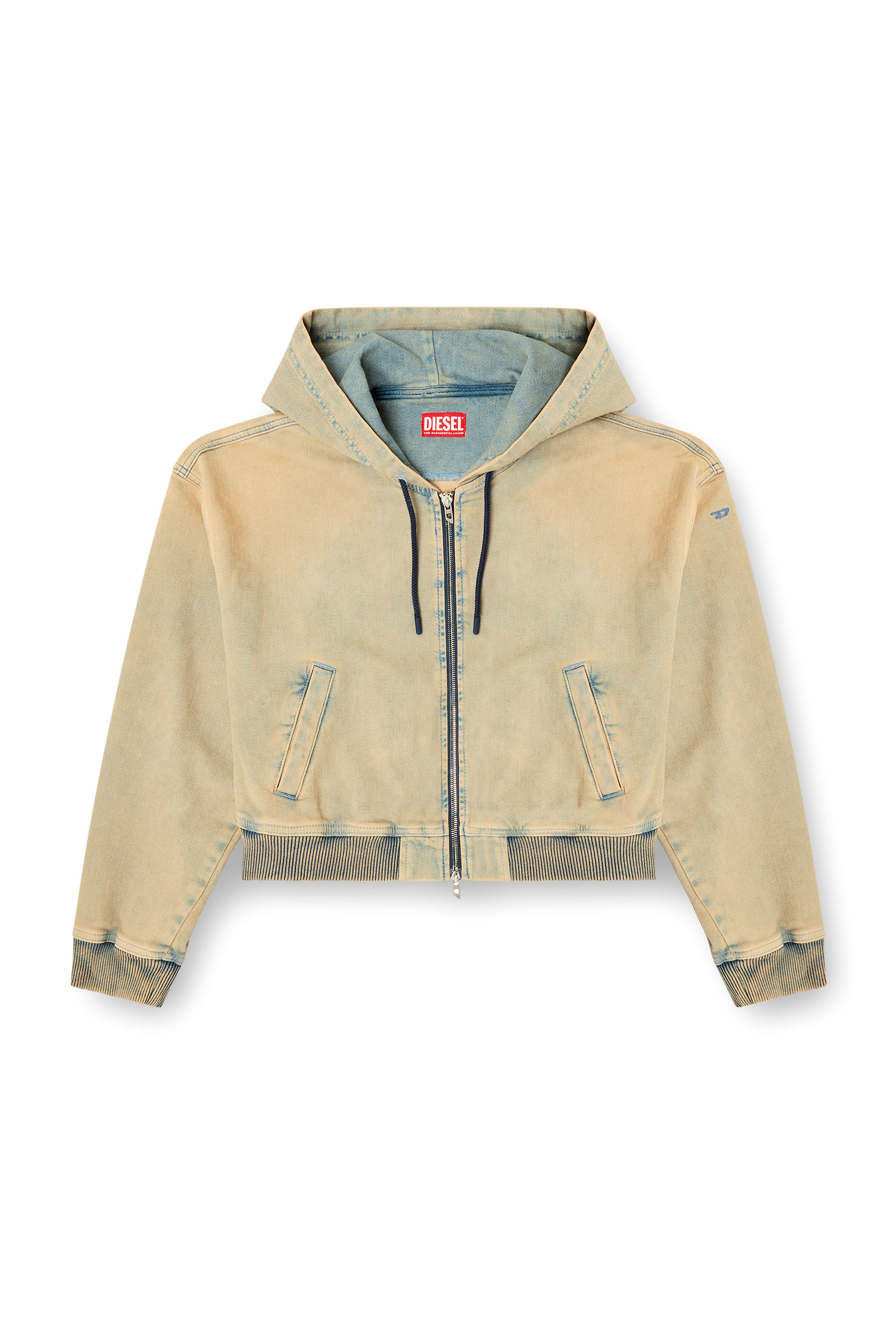 Diesel - DE-GIRI-CROP JOGG, Woman's Zipped hoodie in coloured JoggJeans in Beige/Blue - 3