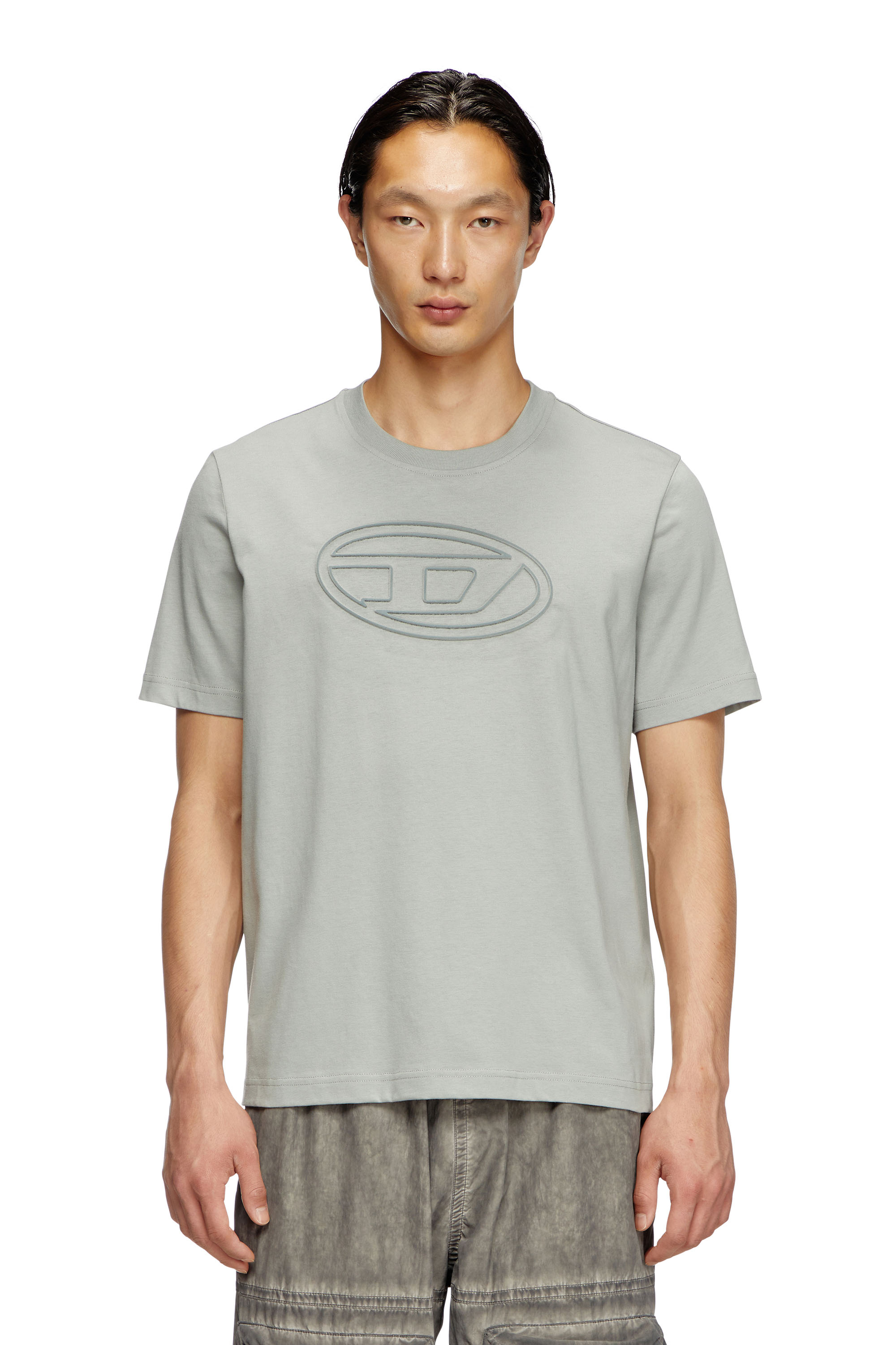 Diesel - T-shirt with embossed Oval D - T-Shirts - Man - Grey