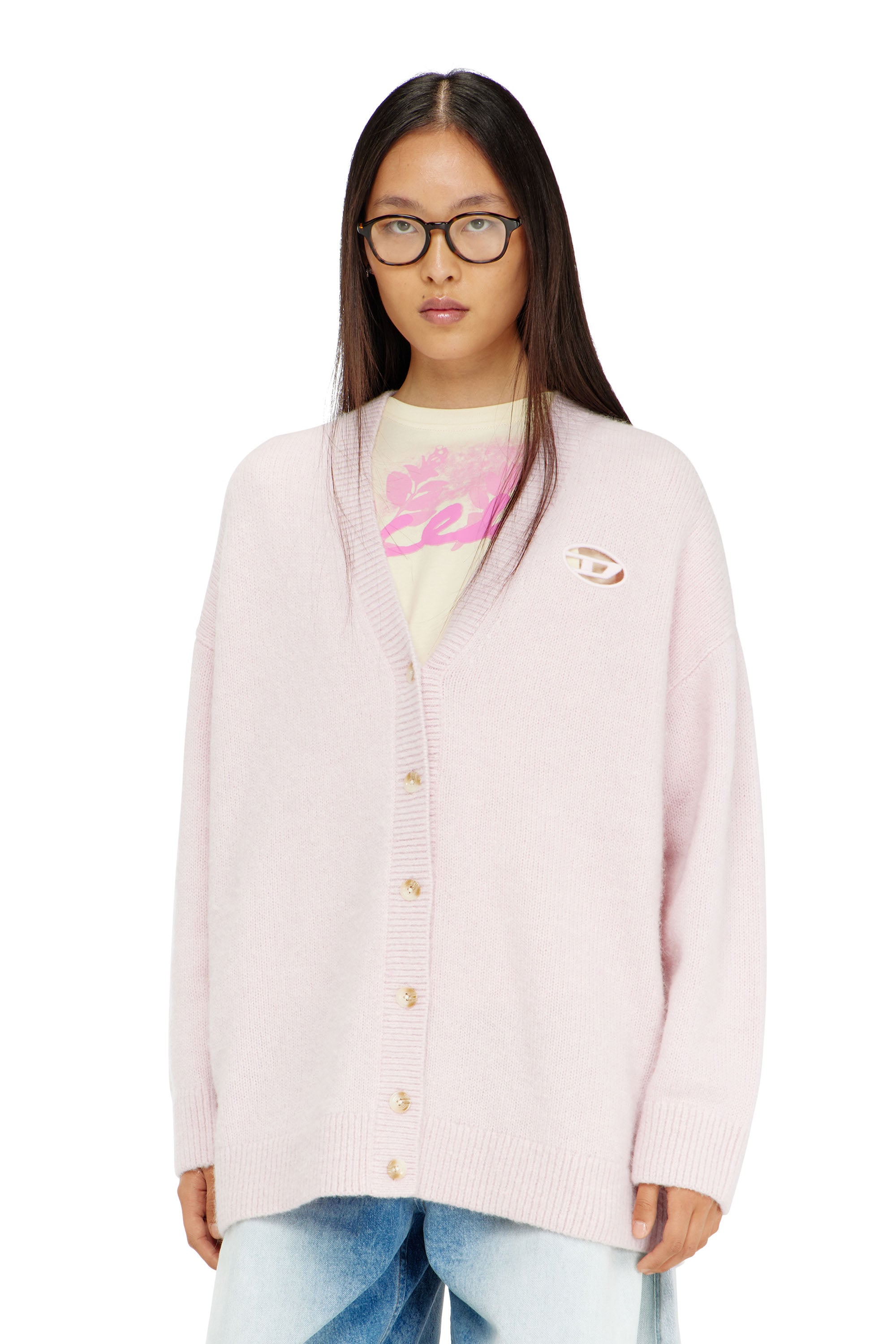 Diesel - Cardigan in wool and alpaca blend - Knitwear - Woman - Pink