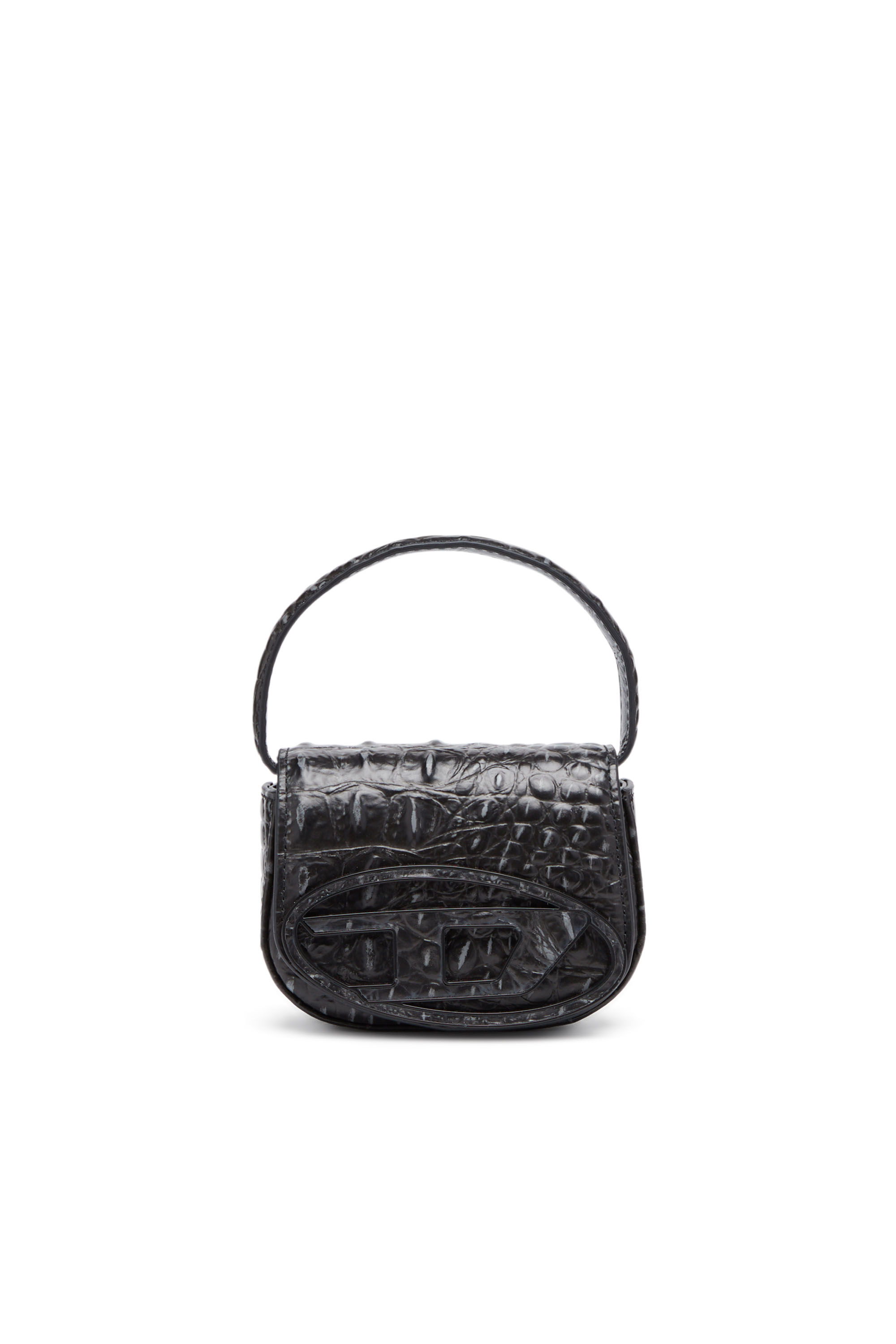Diesel - 1DR XS - Iconic mini bag in croc-print leather - Crossbody Bags - Woman - Black